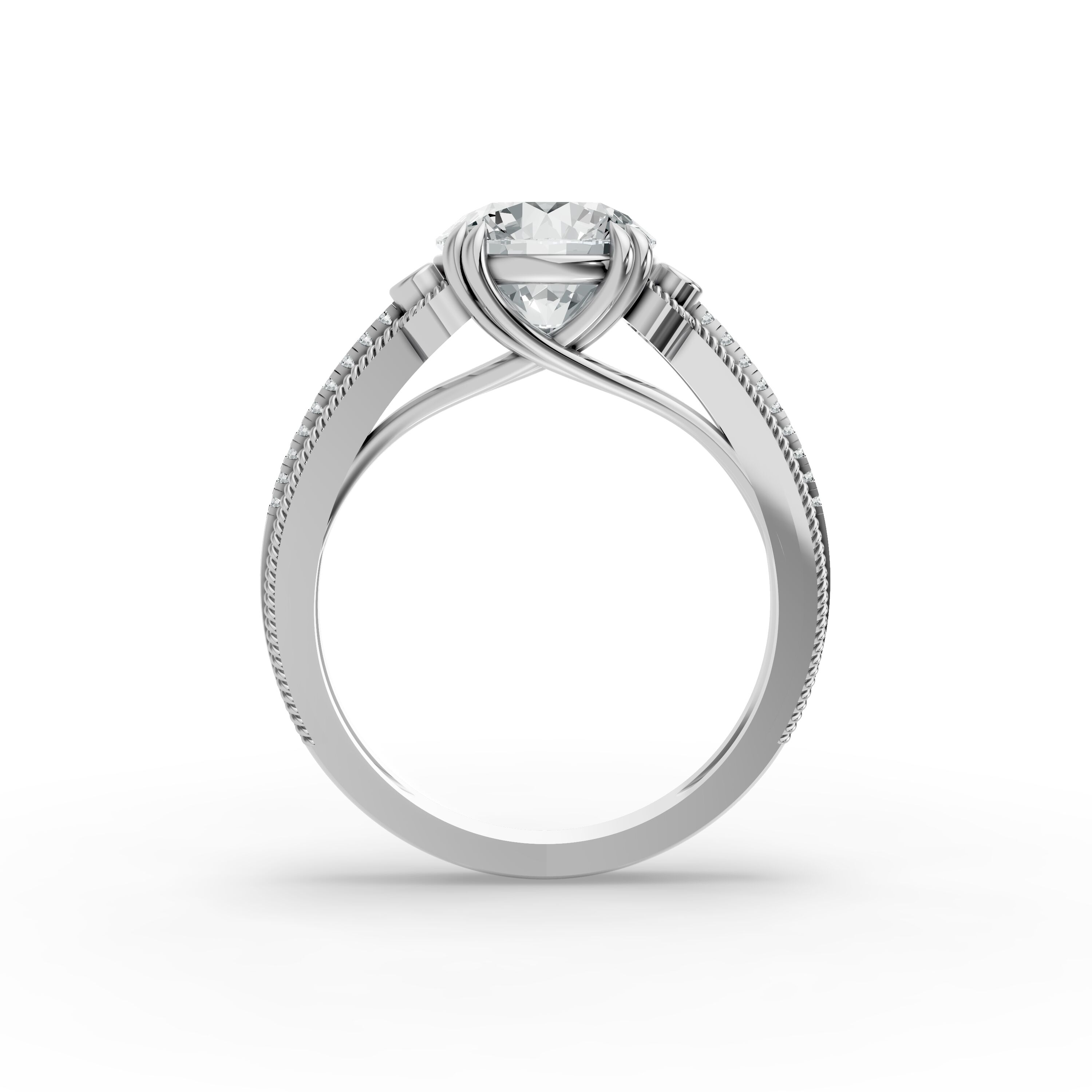 Round Shape Diamond Fancy Engagement Ring in Gold