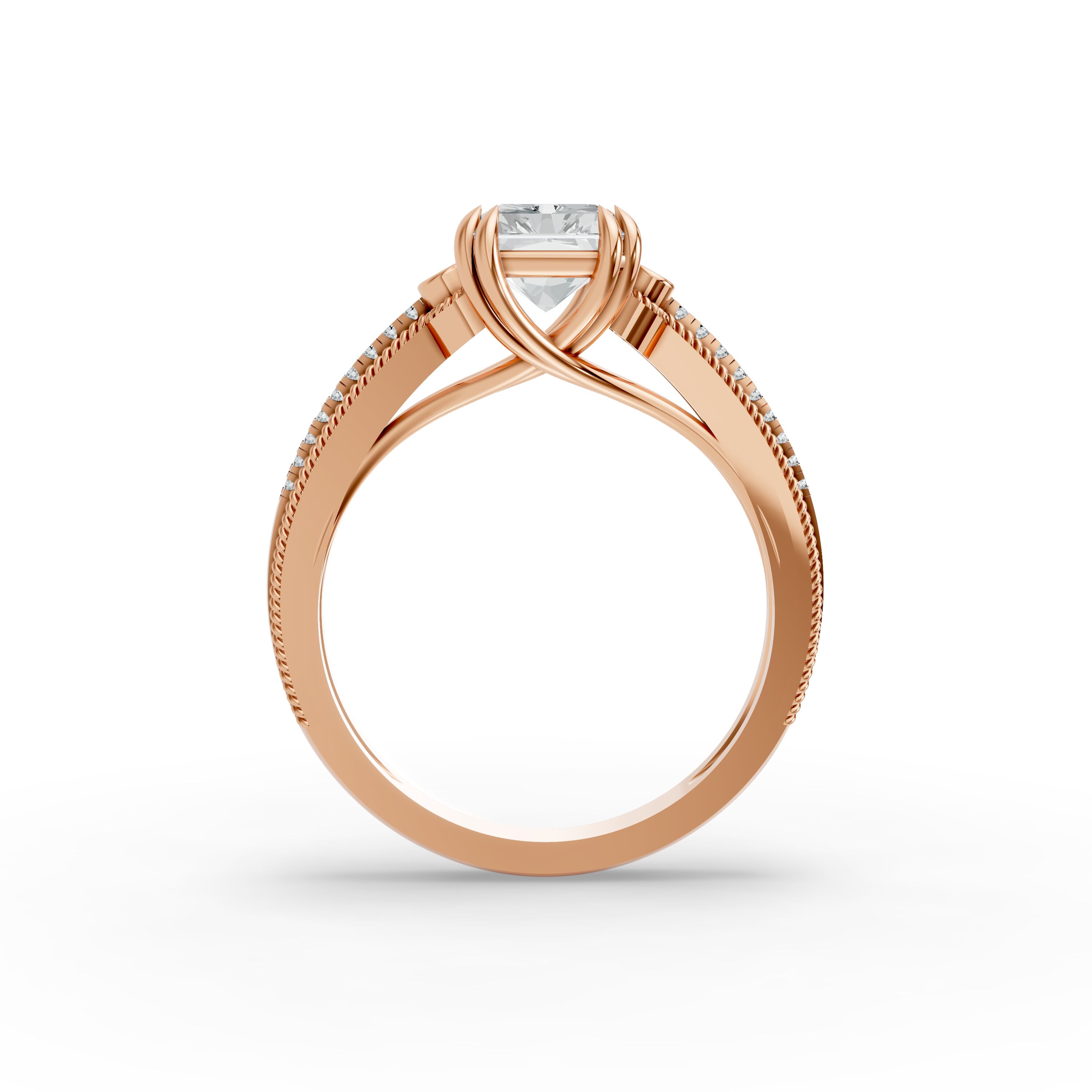 Radiant Shape Diamond Fancy Engagement Ring in Gold