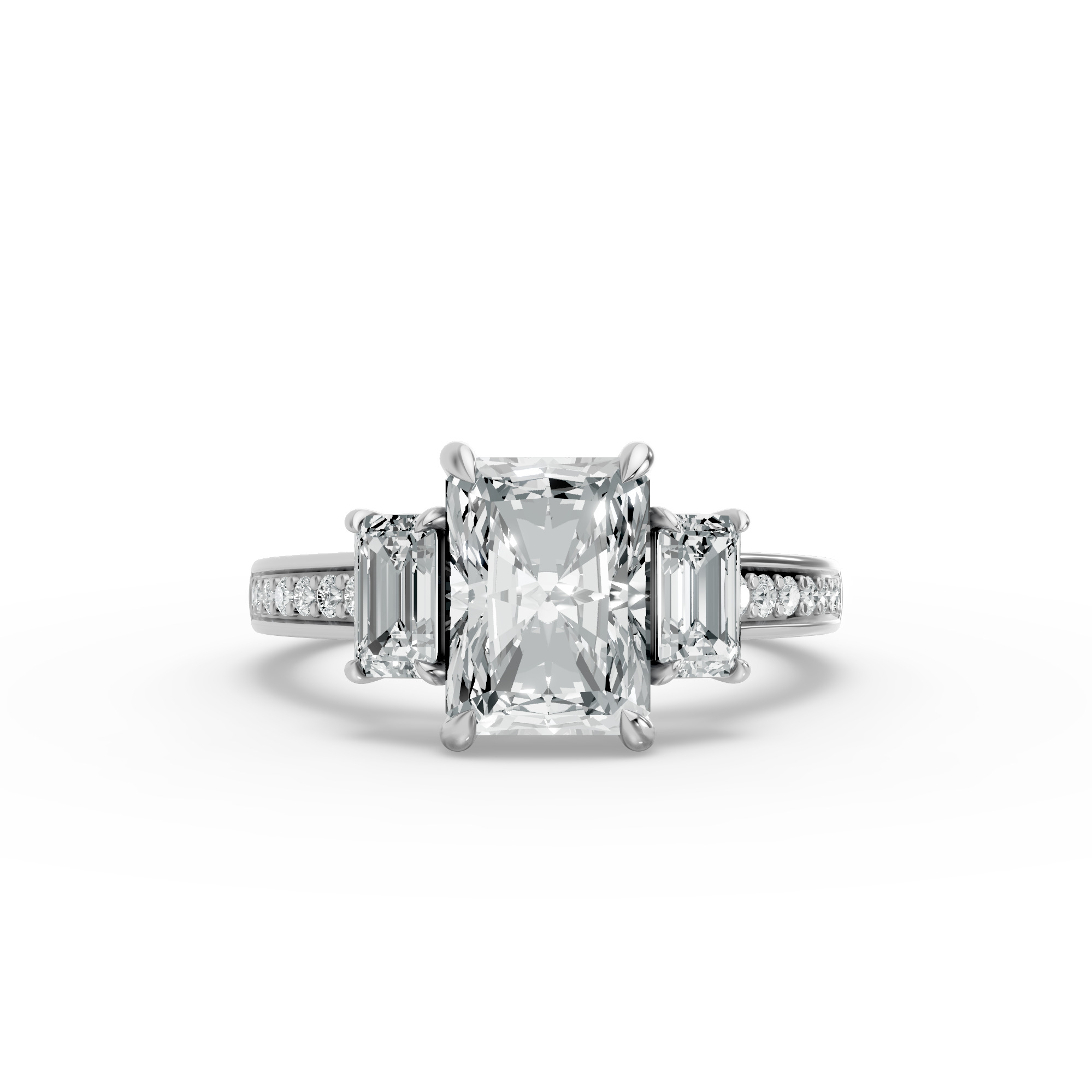 Radiant Shape Diamond Fancy Engagement Ring in Gold