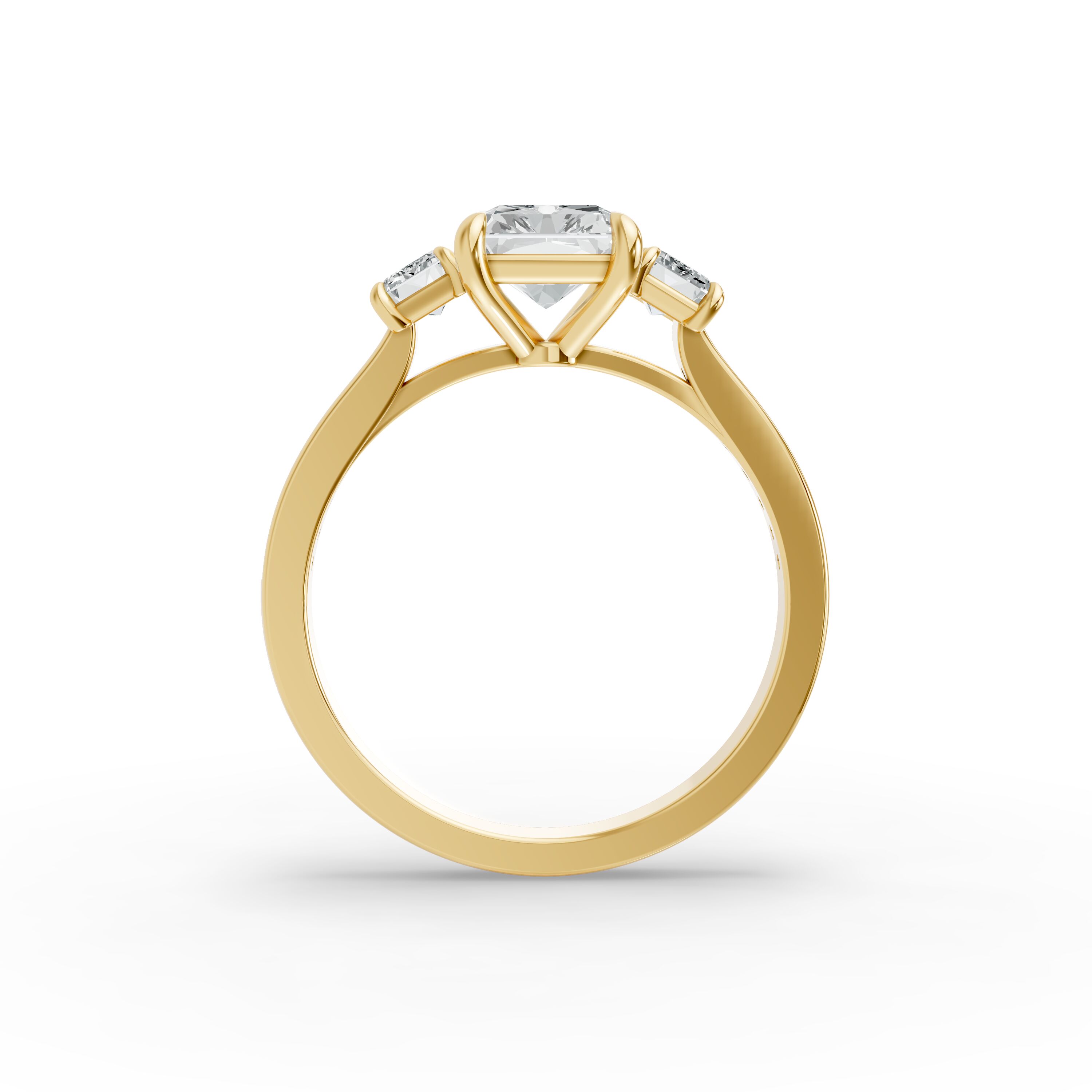 Radiant Shape Diamond Fancy Engagement Ring in Gold