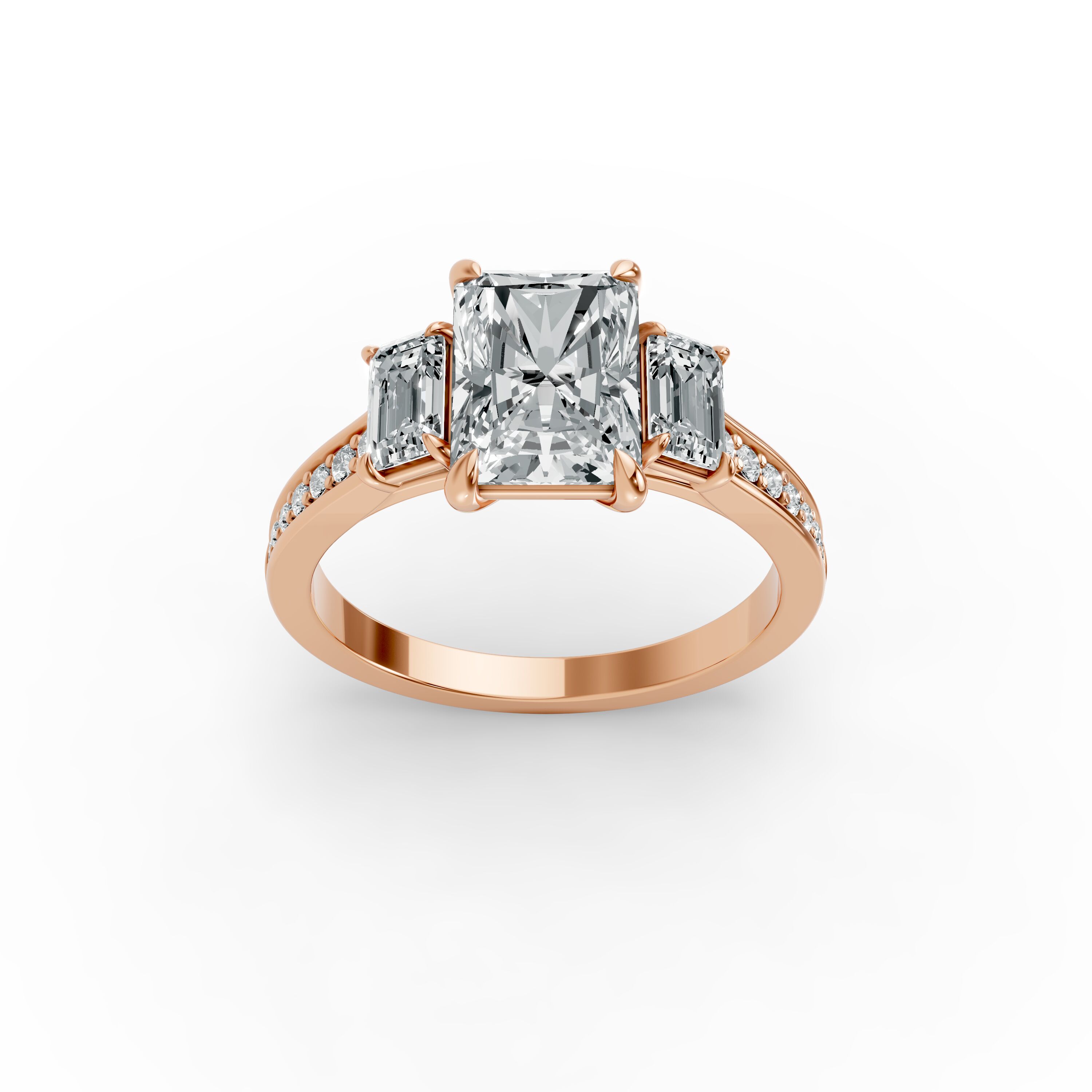 Radiant Shape Diamond Fancy Engagement Ring in Gold