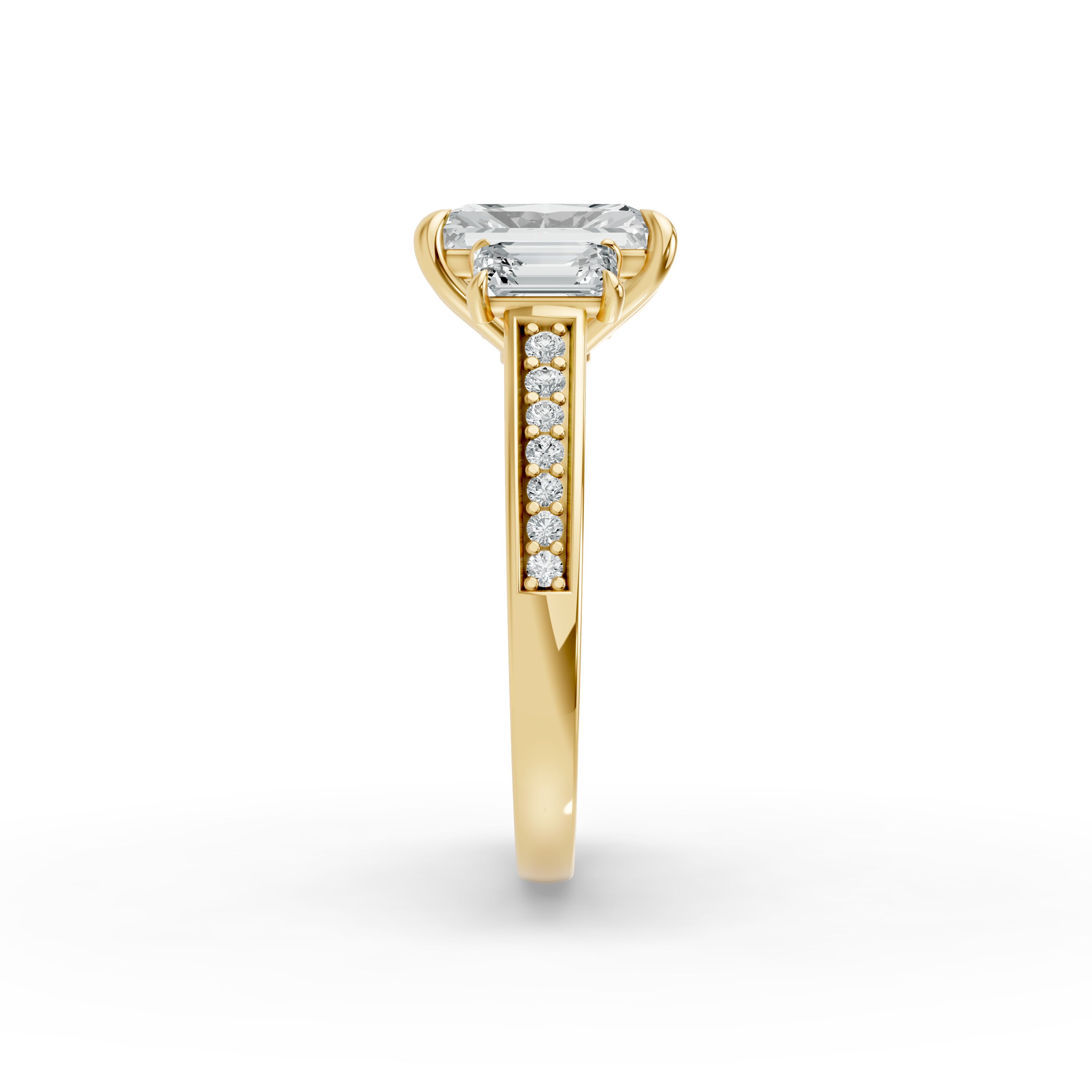 Radiant Shape Diamond Fancy Engagement Ring in Gold