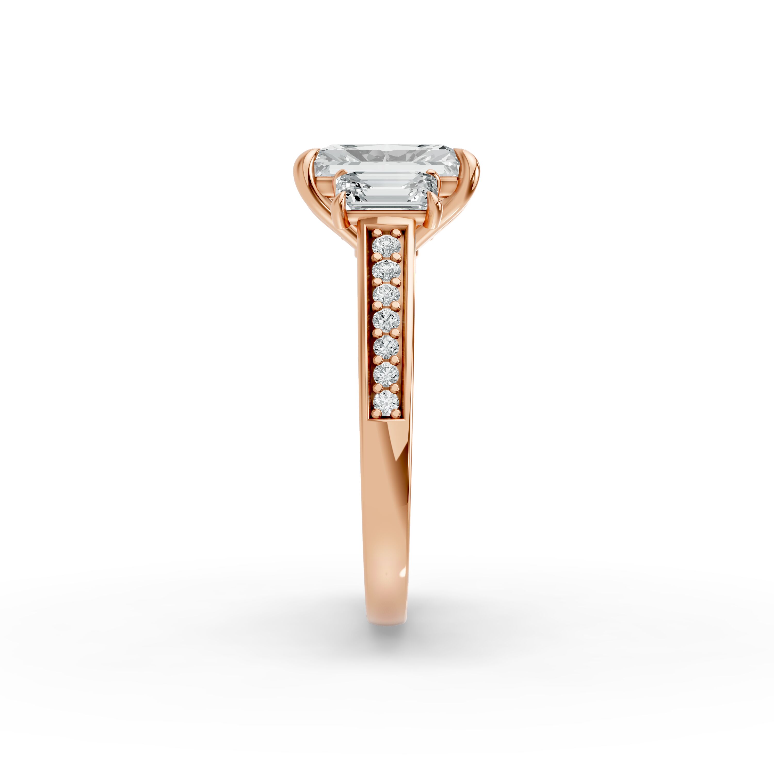 Radiant Shape Diamond Fancy Engagement Ring in Gold