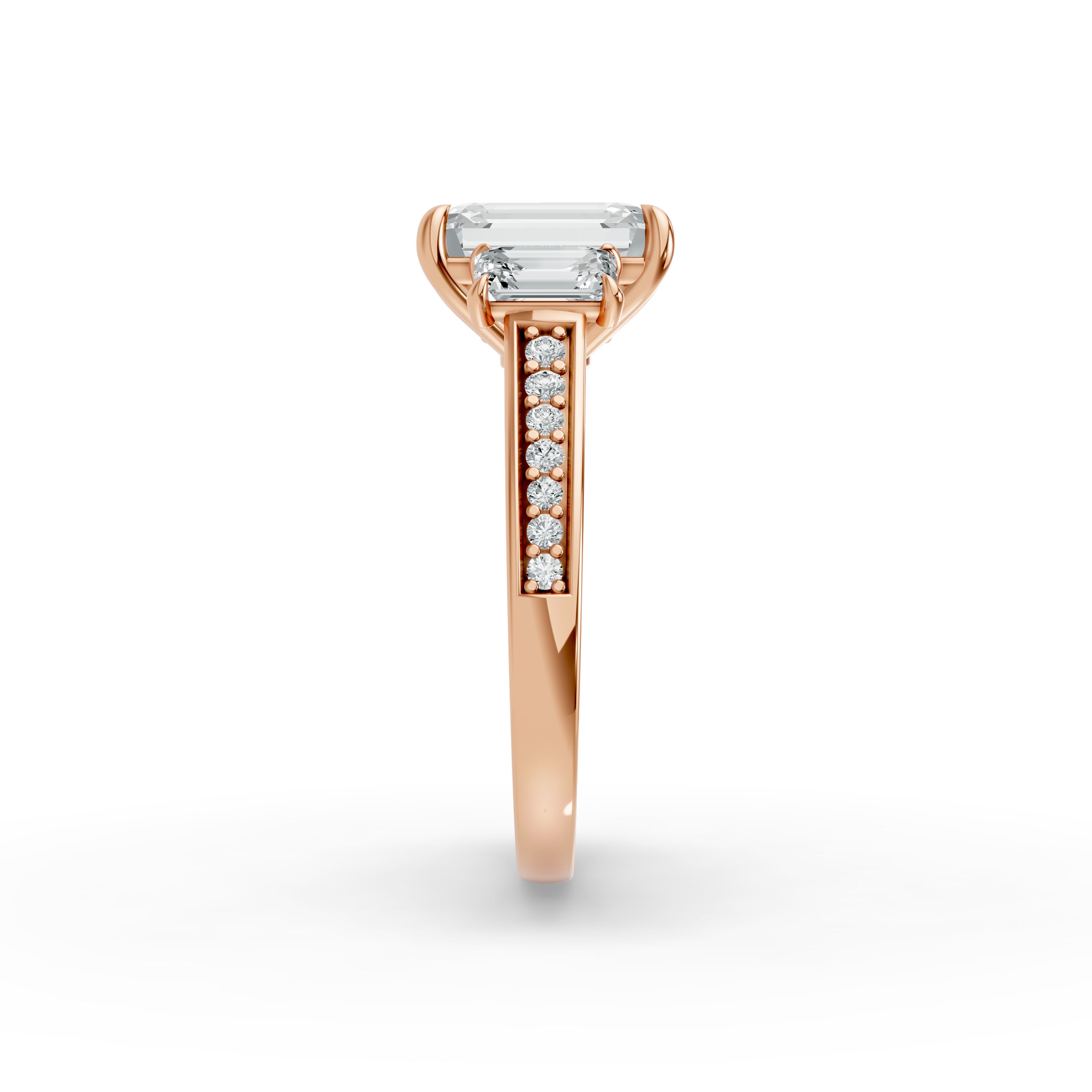 Emerald Shape Diamond Fancy Engagement Ring in Gold