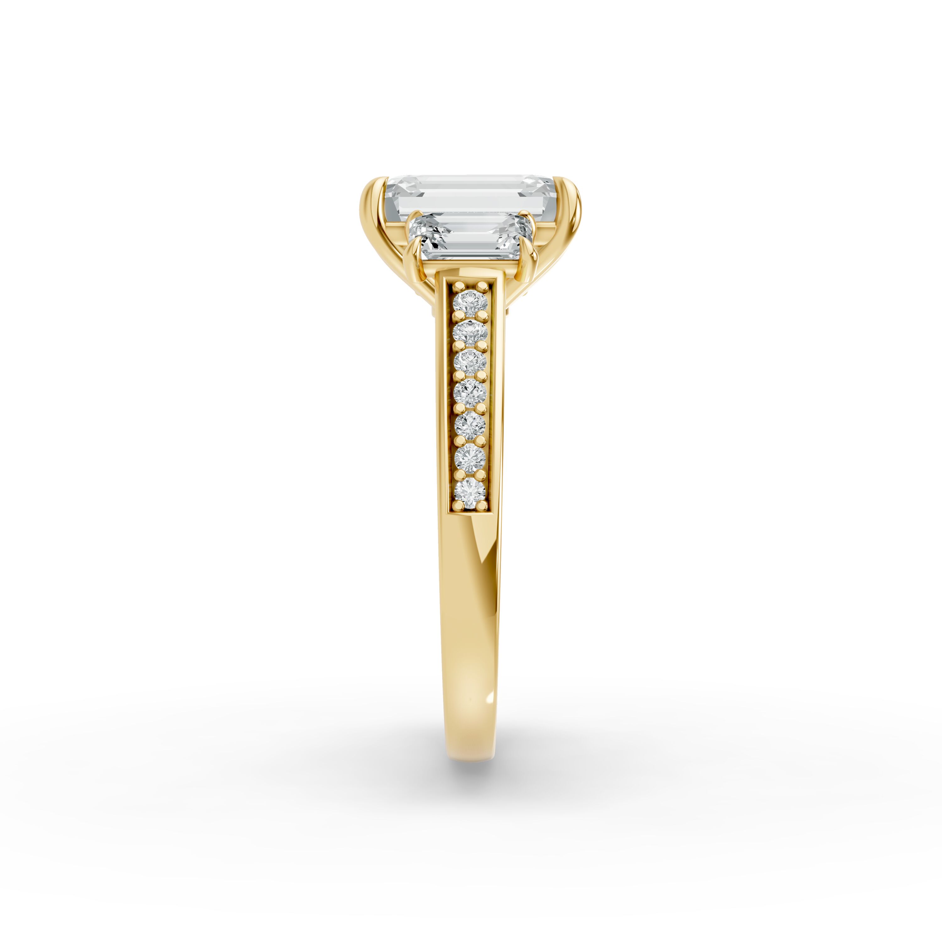 Emerald Shape Diamond Fancy Engagement Ring in Gold