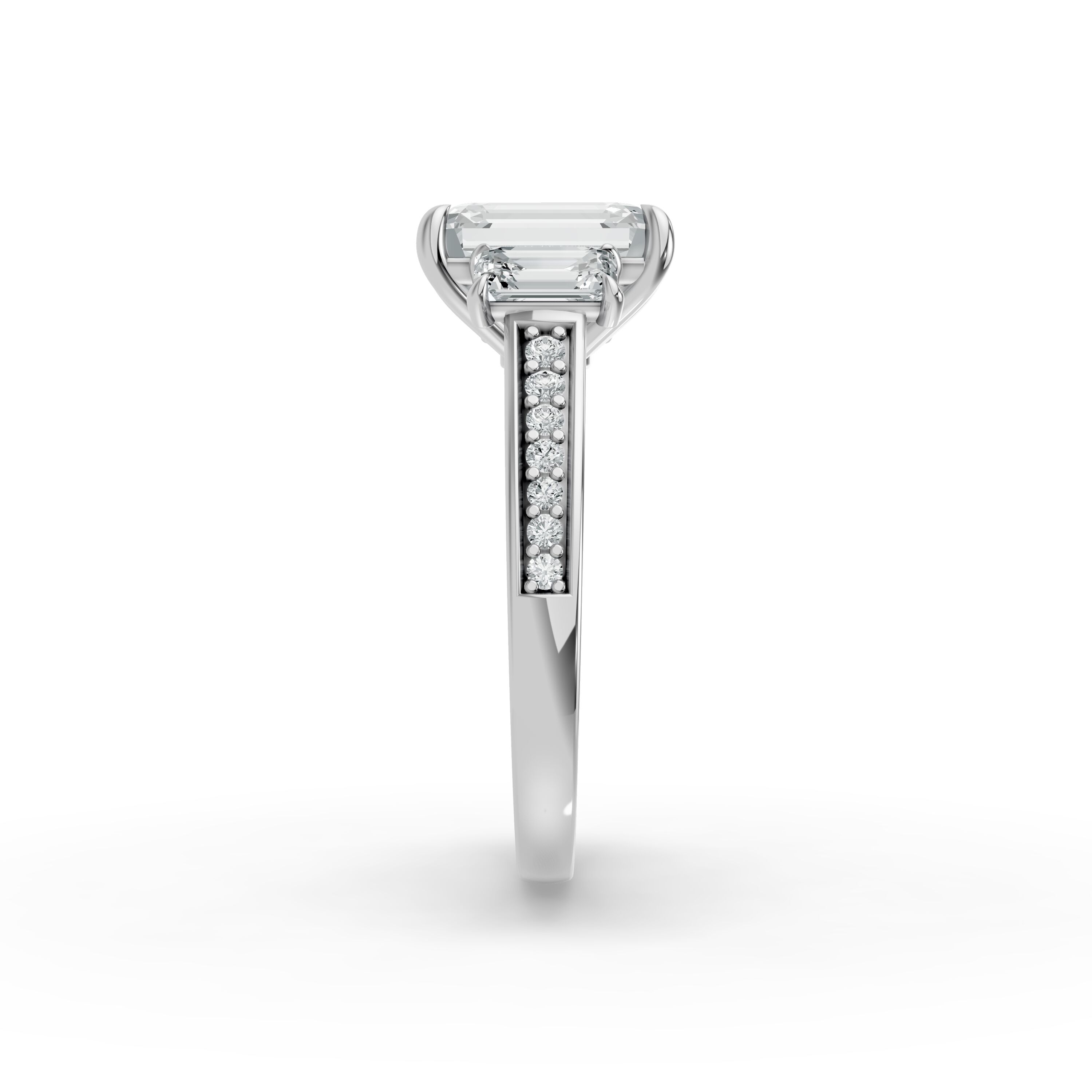 Emerald Shape Diamond Fancy Engagement Ring in Gold
