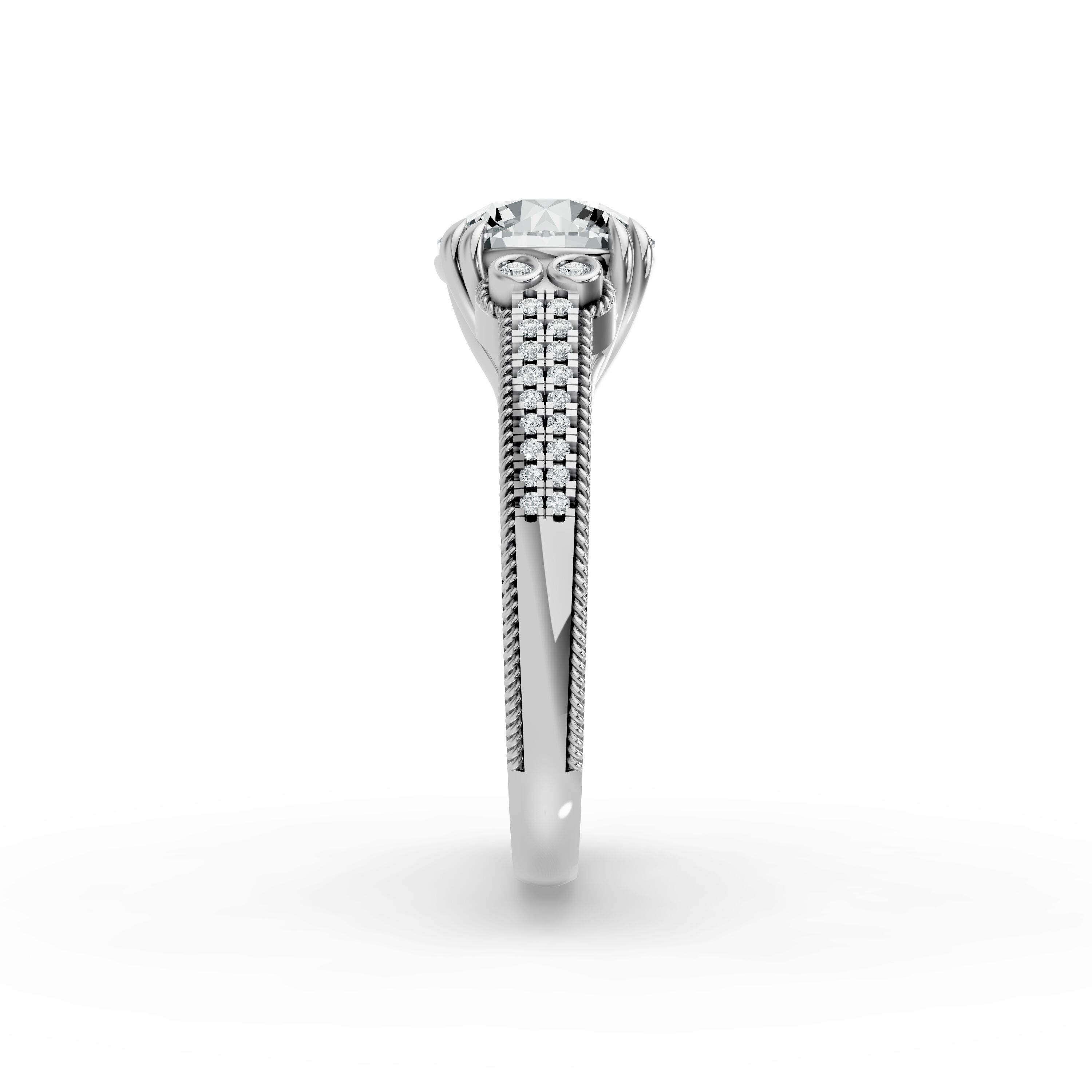 Round Shape Diamond Fancy Engagement Ring in Gold