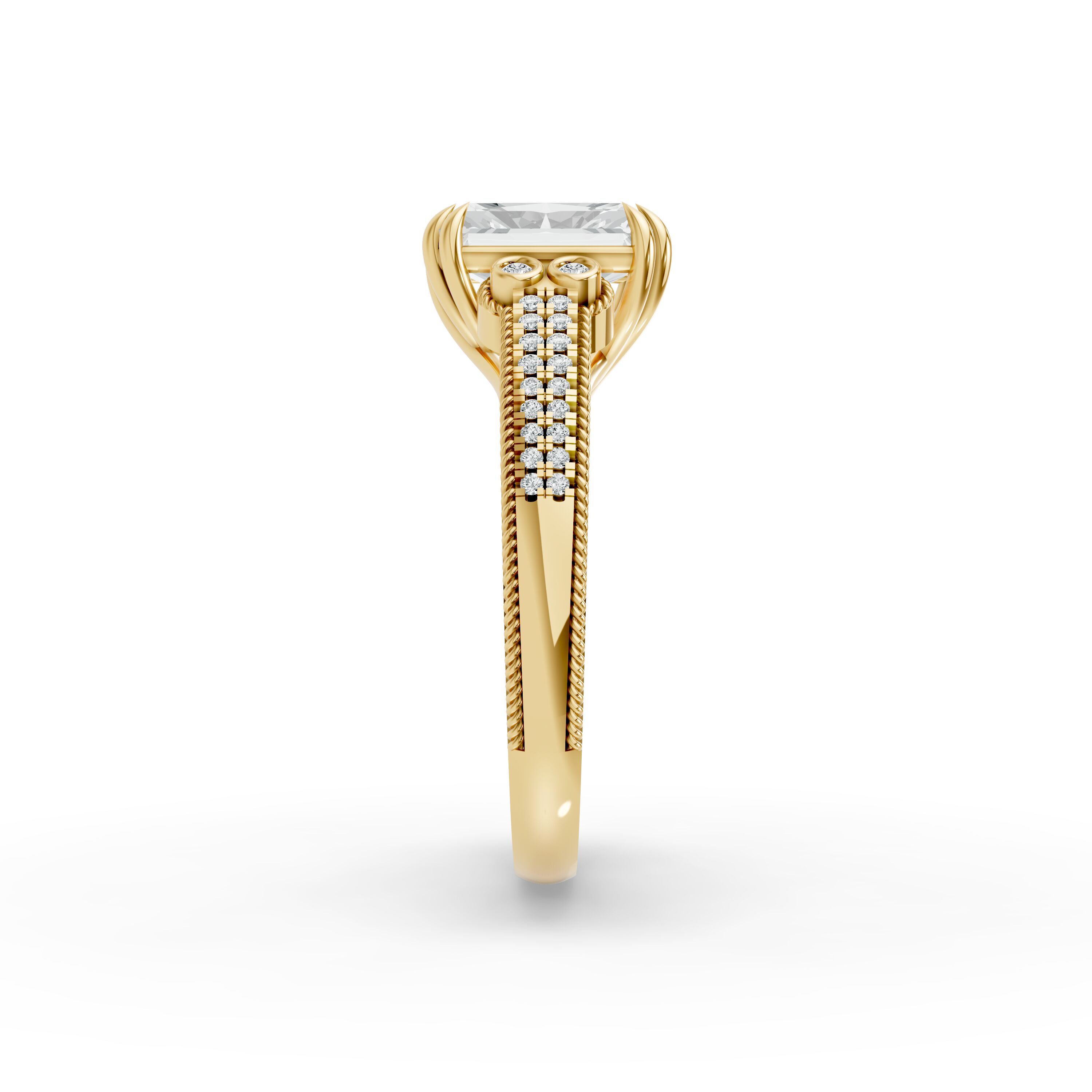 Radiant Shape Diamond Fancy Engagement Ring in Gold