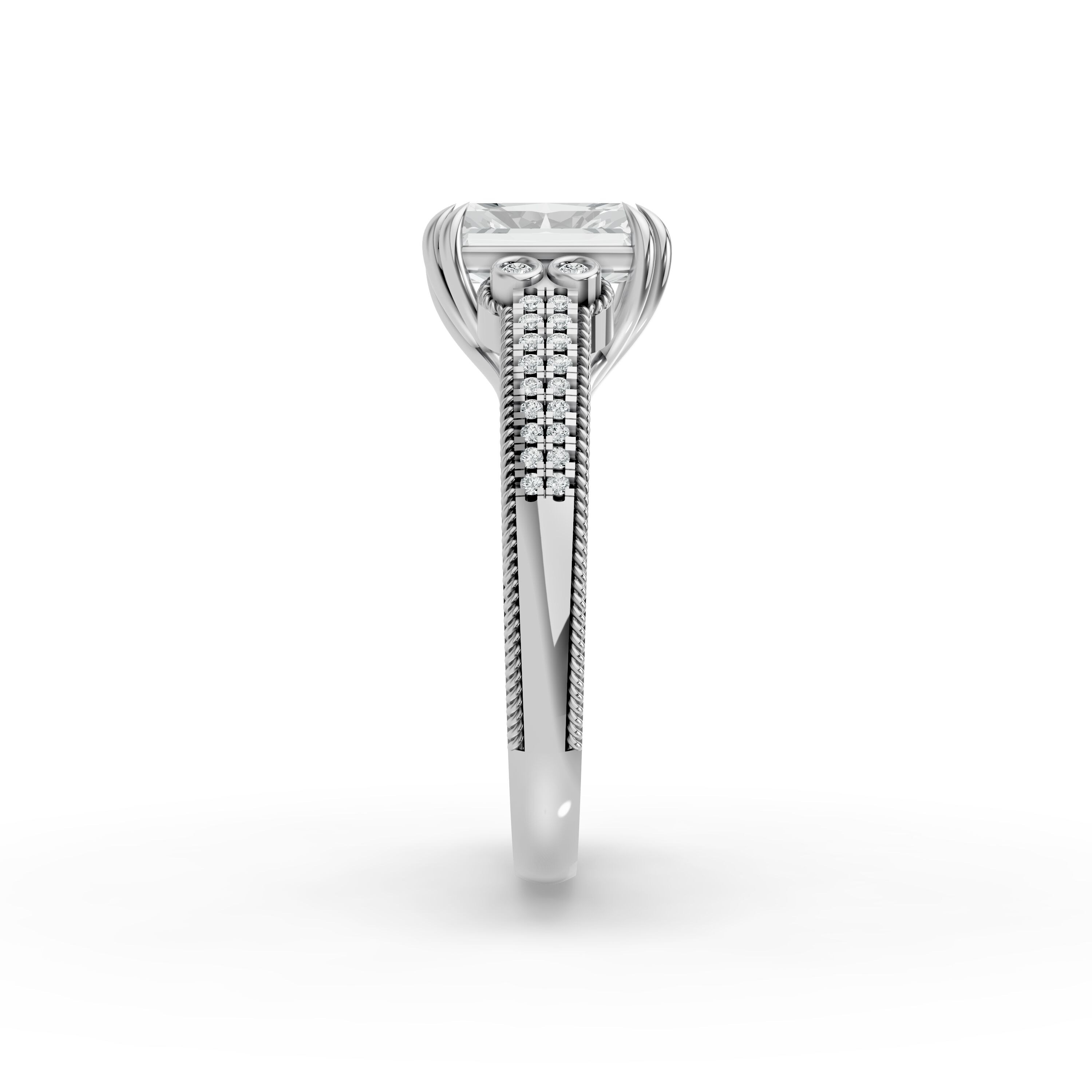 Radiant Shape Diamond Fancy Engagement Ring in Gold