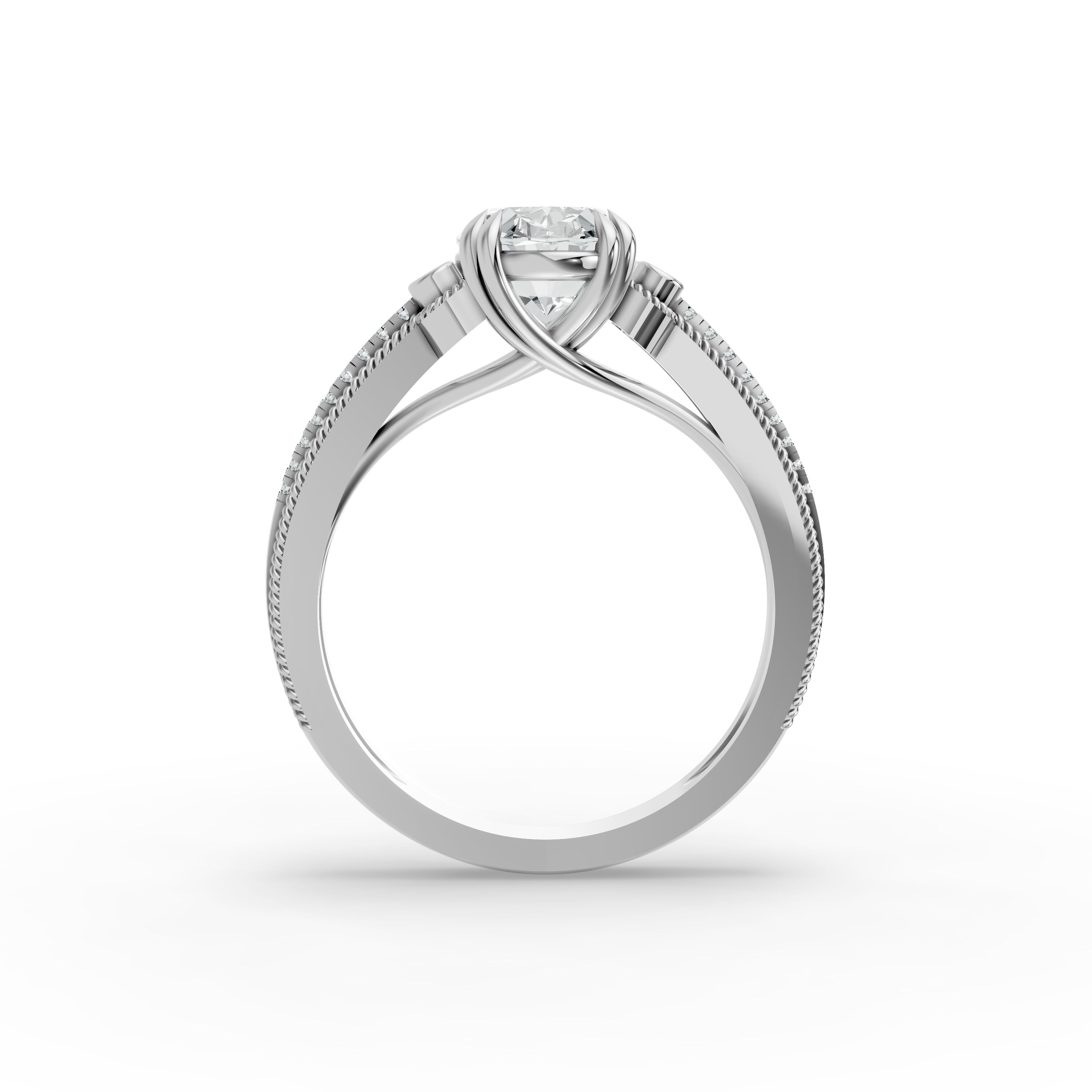 Oval Shape Diamond Fancy Engagement Ring in Gold