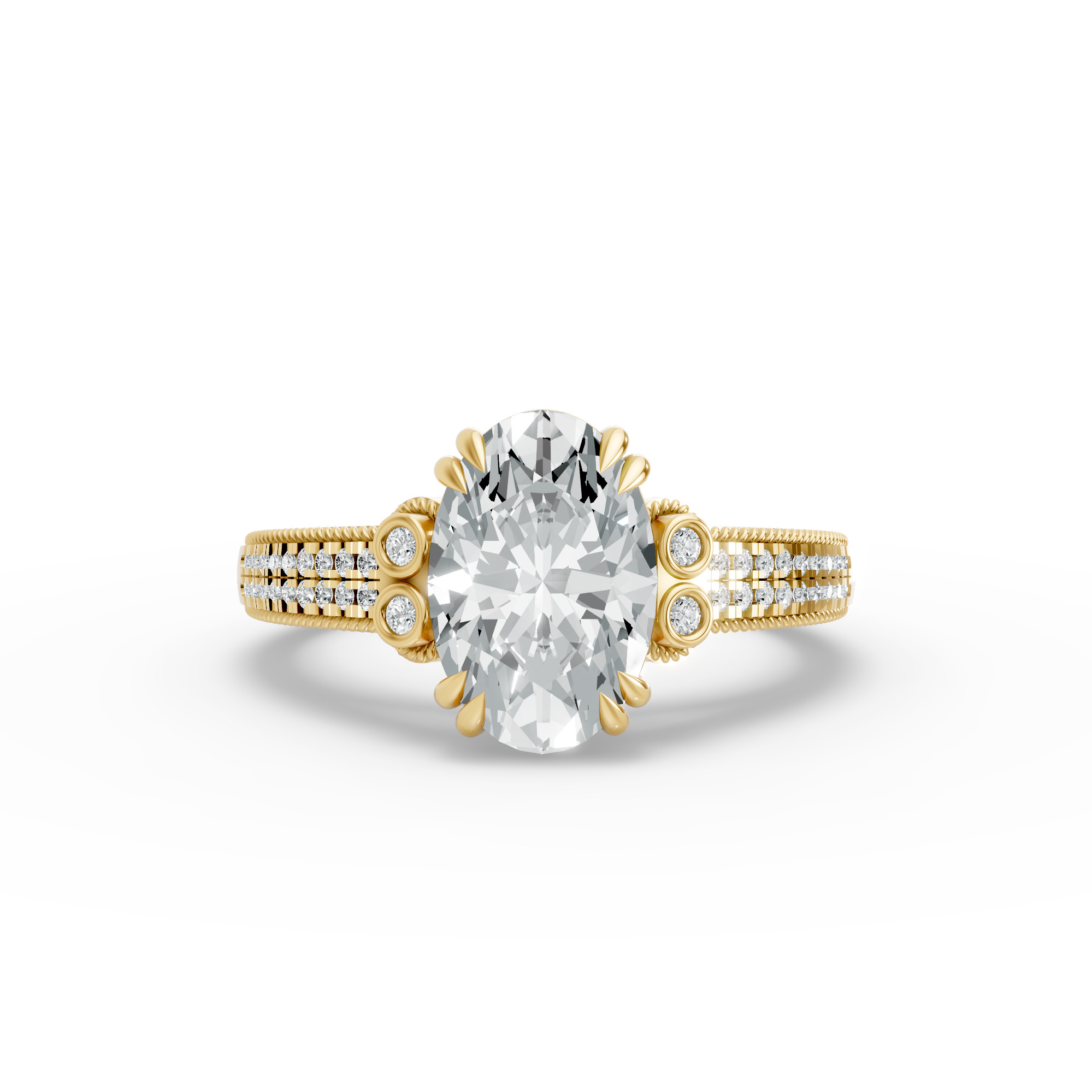 Oval Shape Diamond Fancy Engagement Ring in Gold
