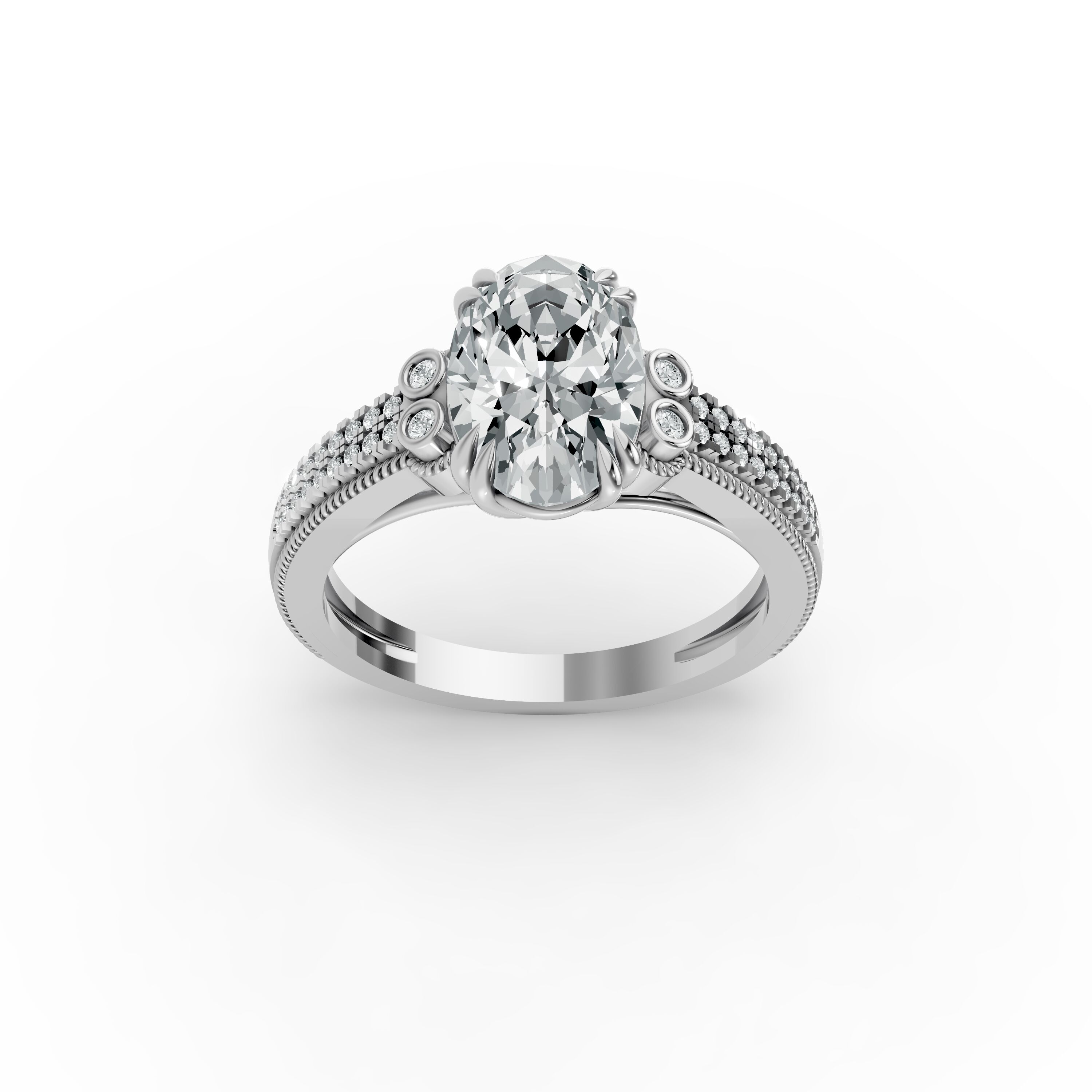 Oval Shape Diamond Fancy Engagement Ring in Gold