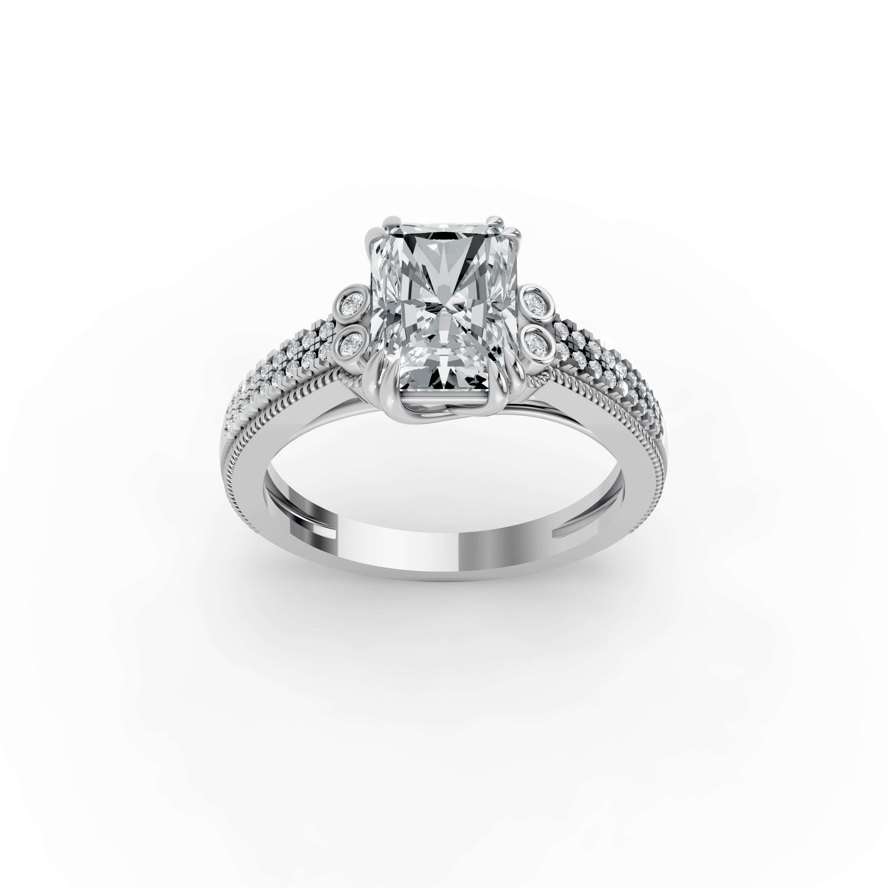 Radiant Shape Diamond Fancy Engagement Ring in Gold