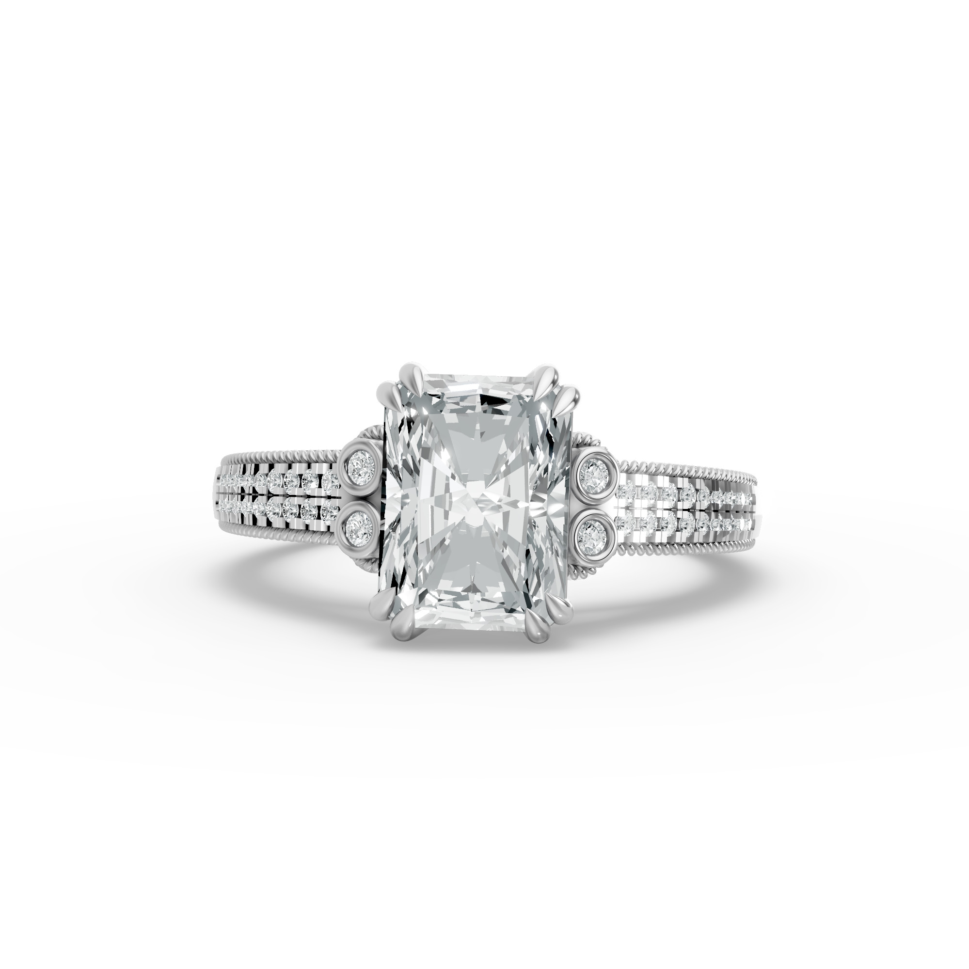 Radiant Shape Diamond Fancy Engagement Ring in Gold