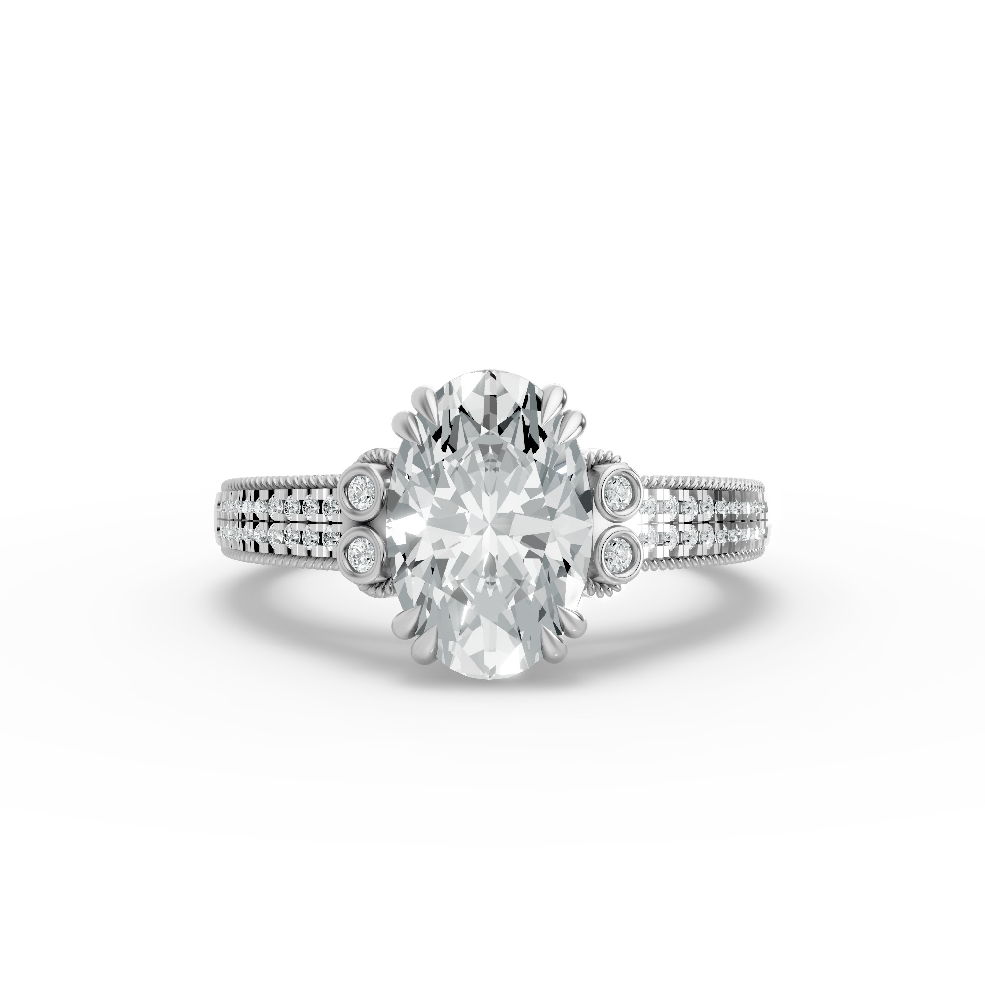 Oval Shape Diamond Fancy Engagement Ring in Gold