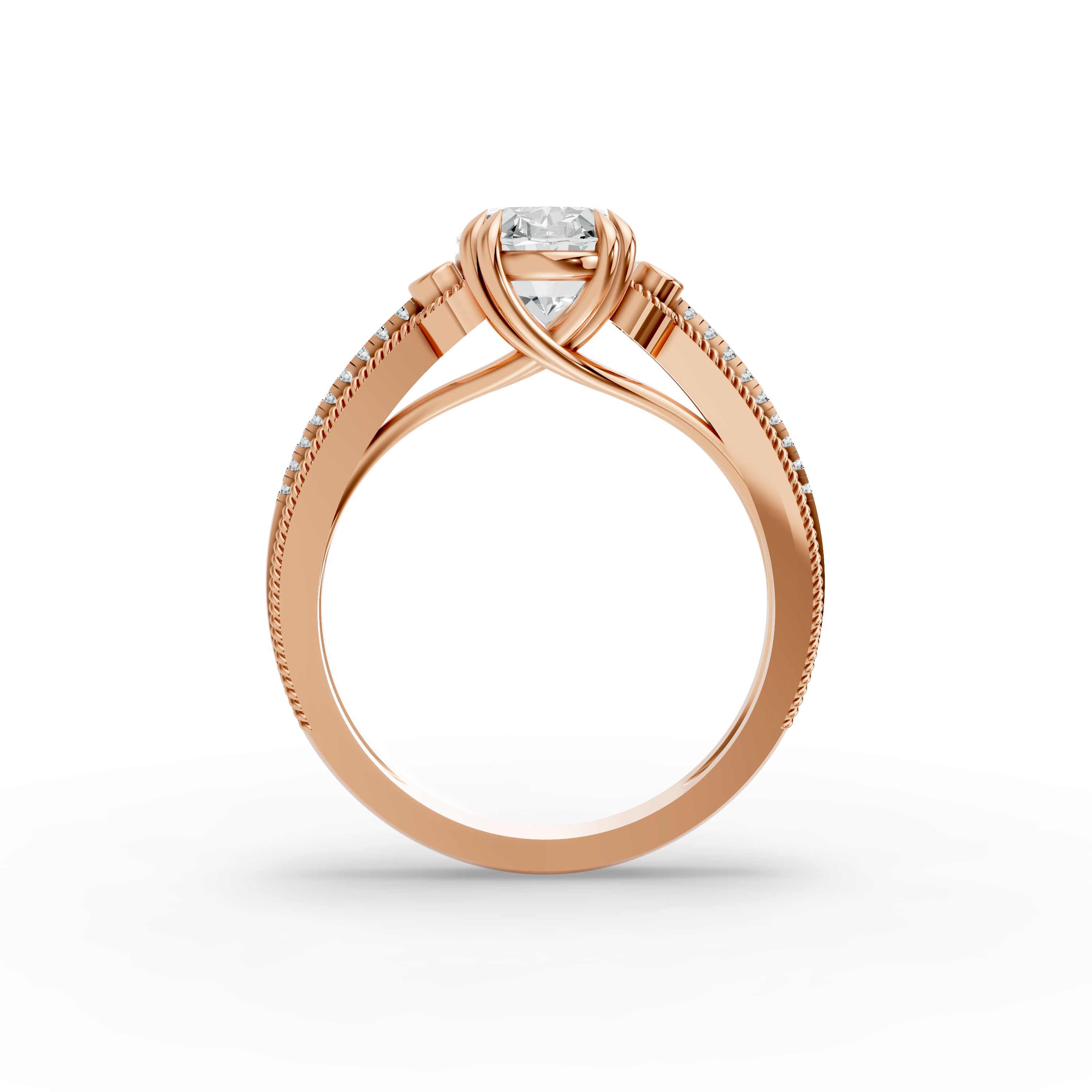 Oval Shape Diamond Fancy Engagement Ring in Gold