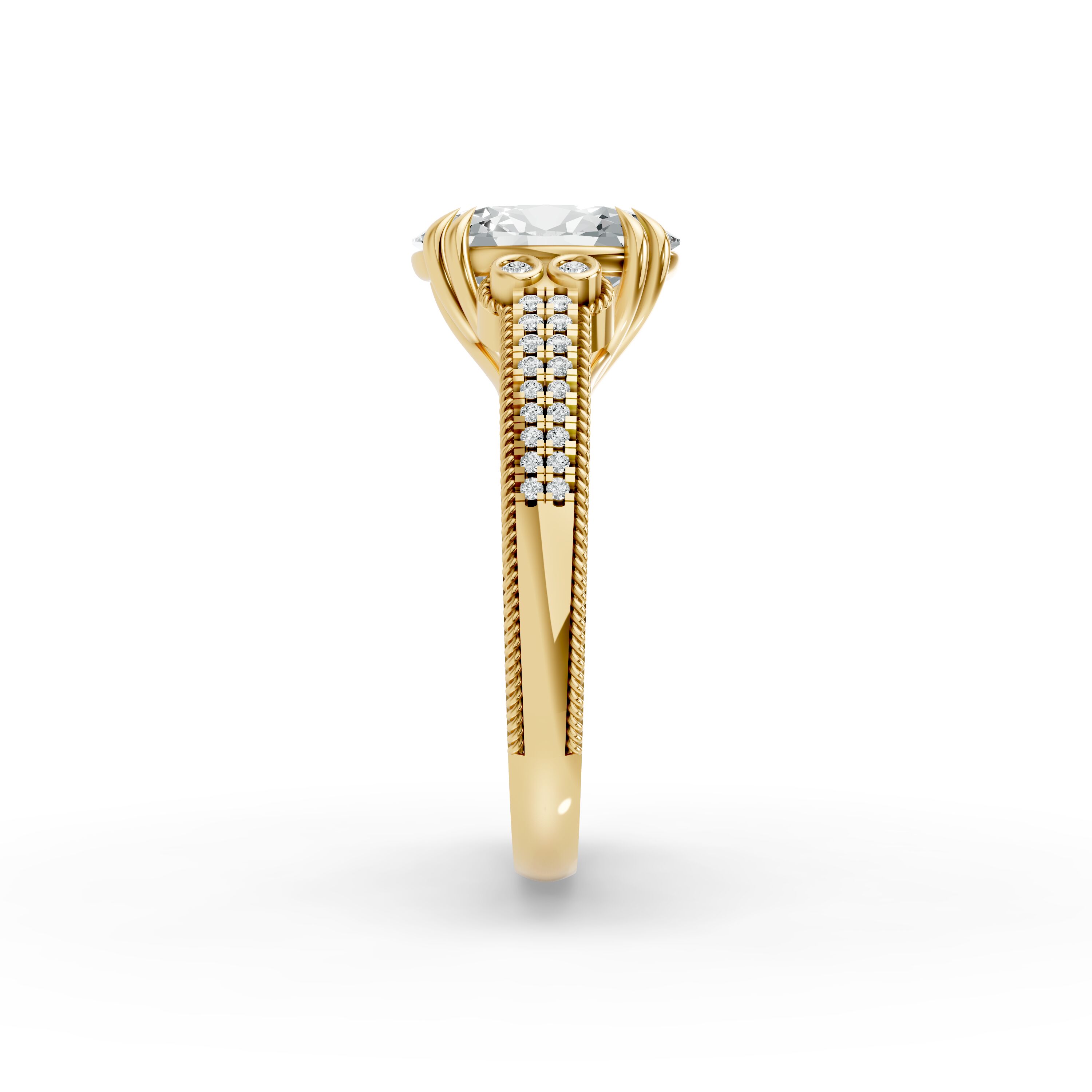 Oval Shape Diamond Fancy Engagement Ring in Gold