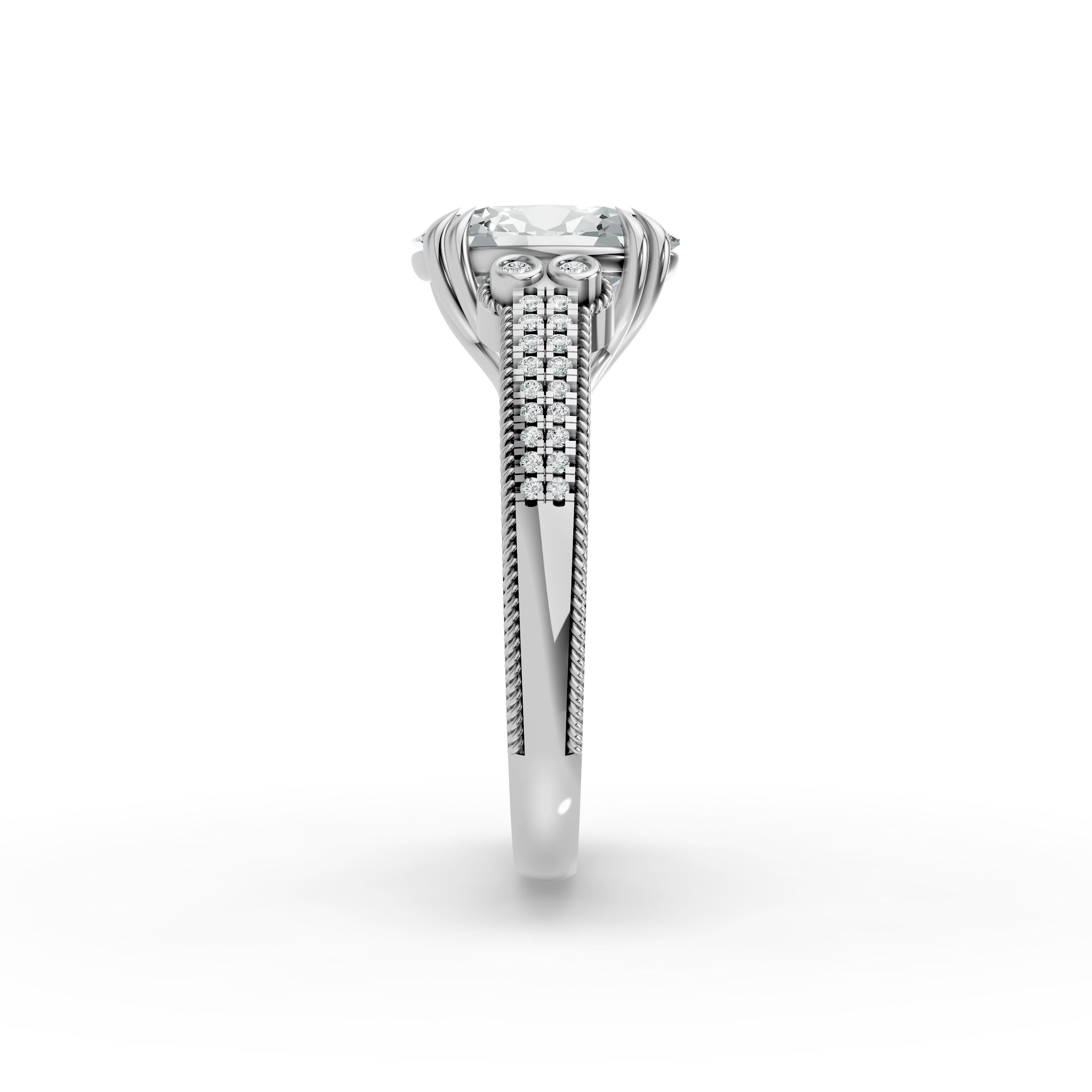 Oval Shape Diamond Fancy Engagement Ring in Gold