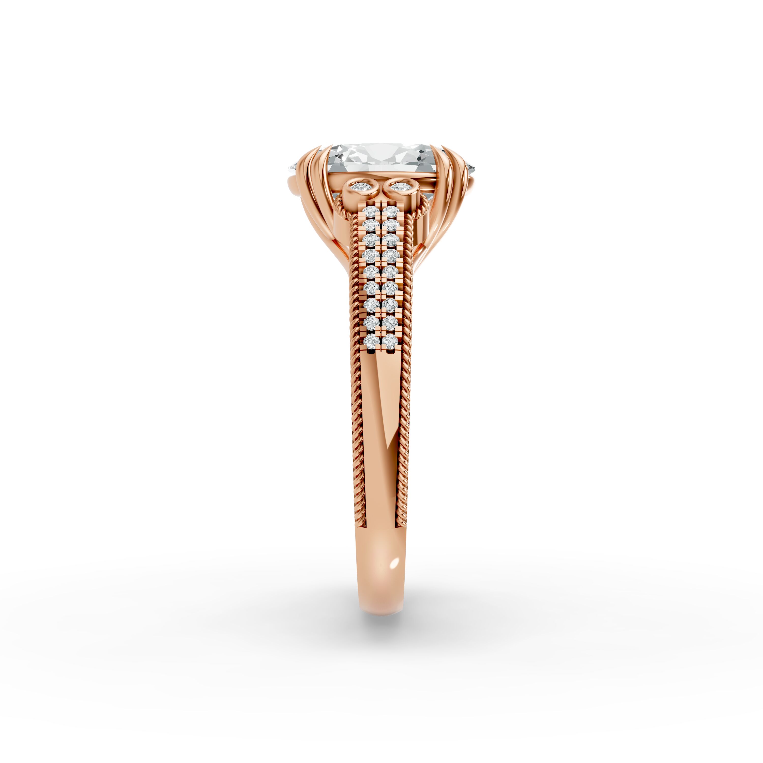 Oval Shape Diamond Fancy Engagement Ring in Gold
