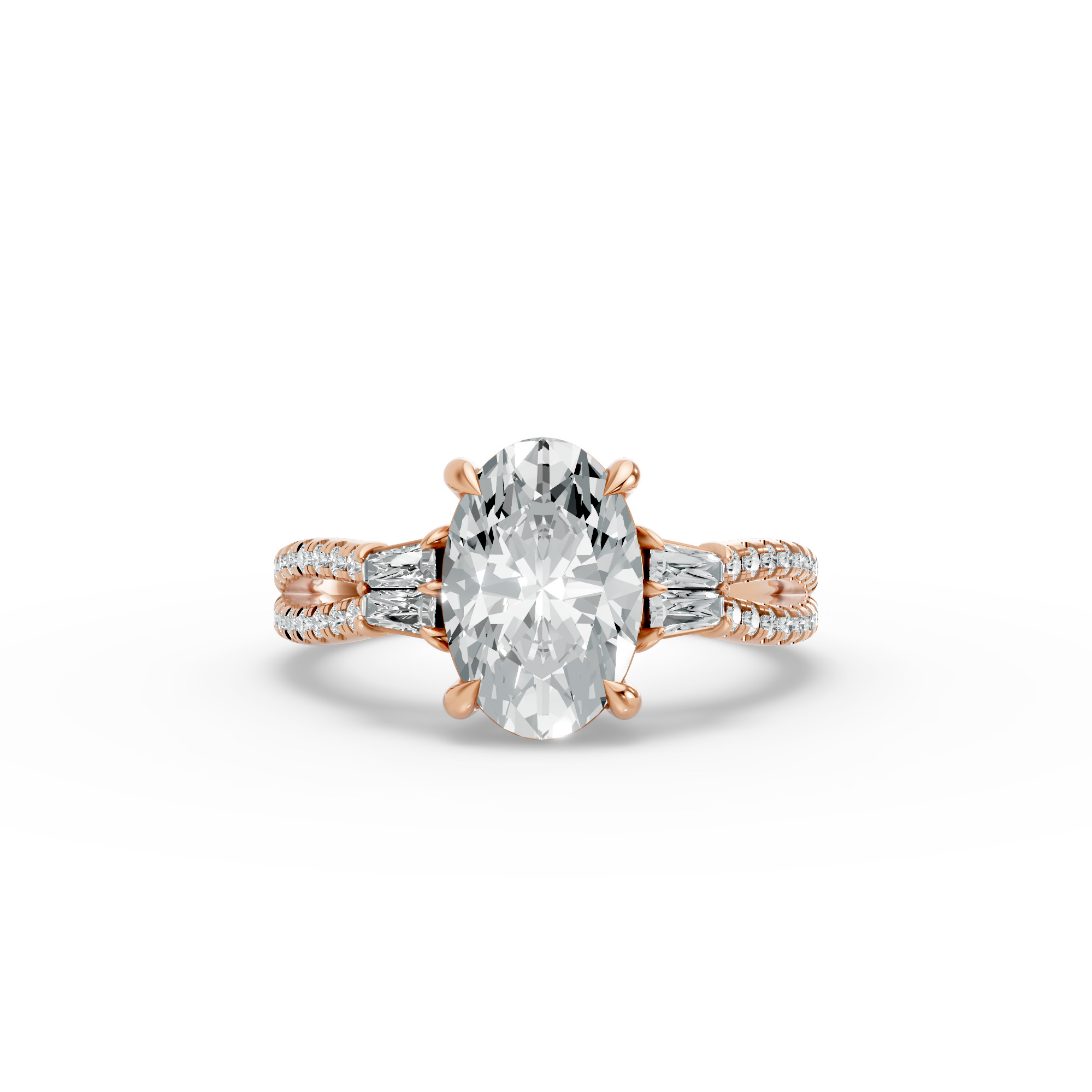 Oval Shape Diamond Fancy Engagement Ring in Gold