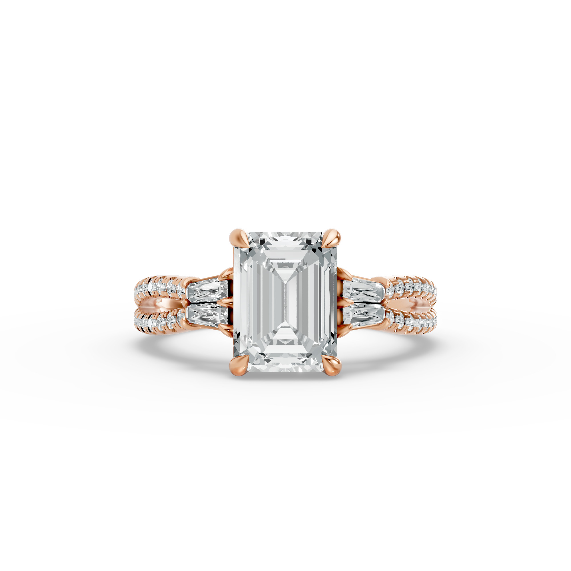 Emerald Shape Diamond Fancy Engagement Ring in Gold