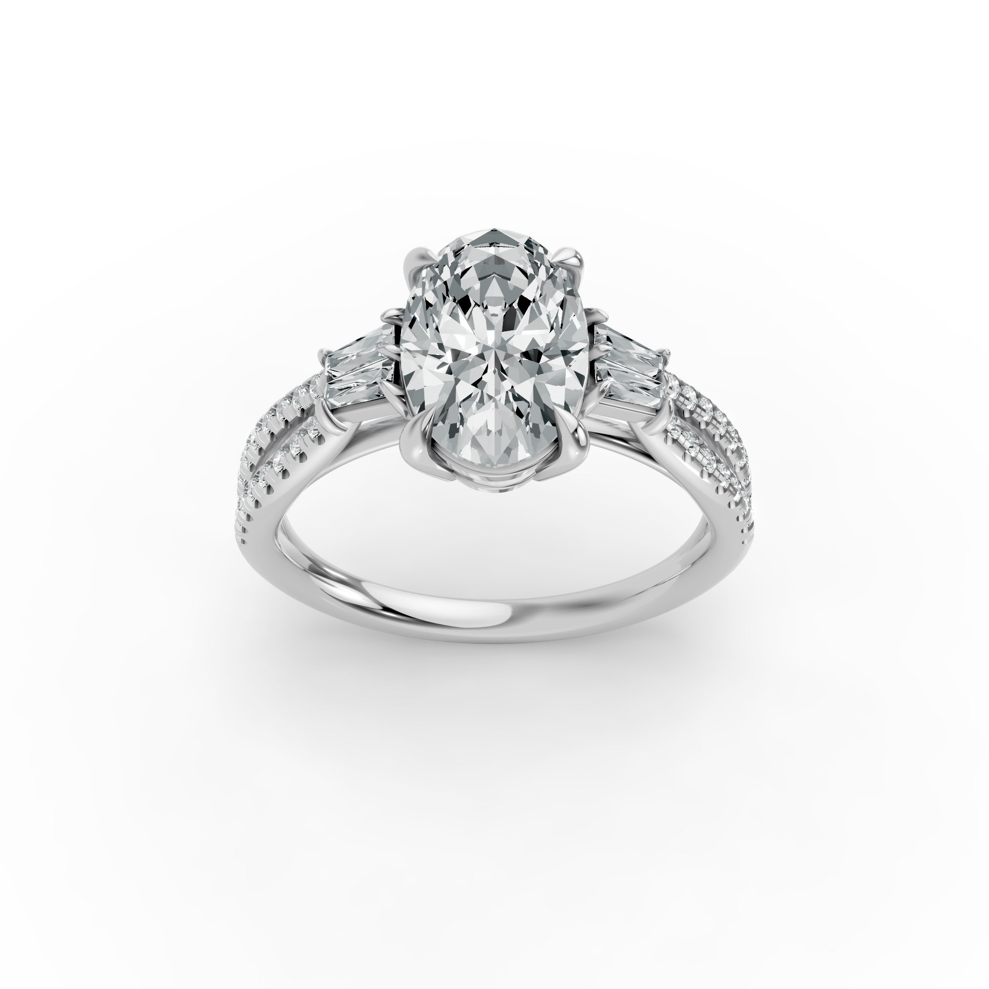 Oval Shape Diamond Fancy Engagement Ring in Gold
