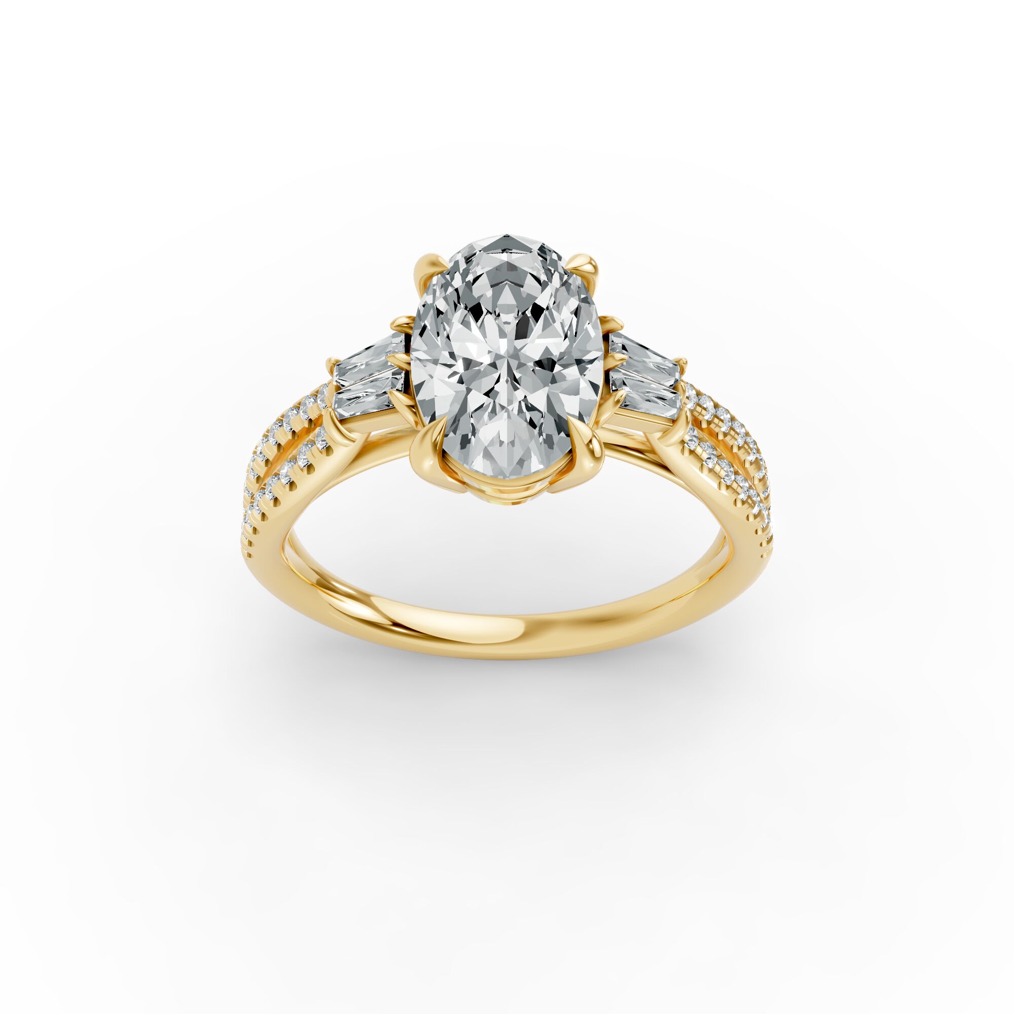 Oval Shape Diamond Fancy Engagement Ring in Gold