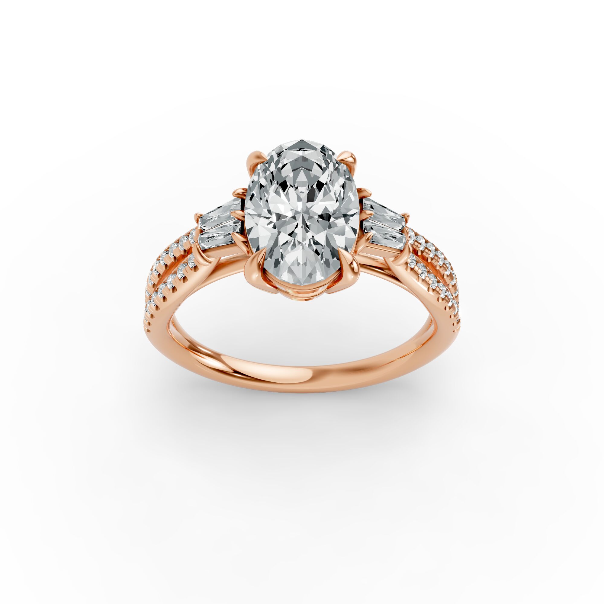 Oval Shape Diamond Fancy Engagement Ring in Gold