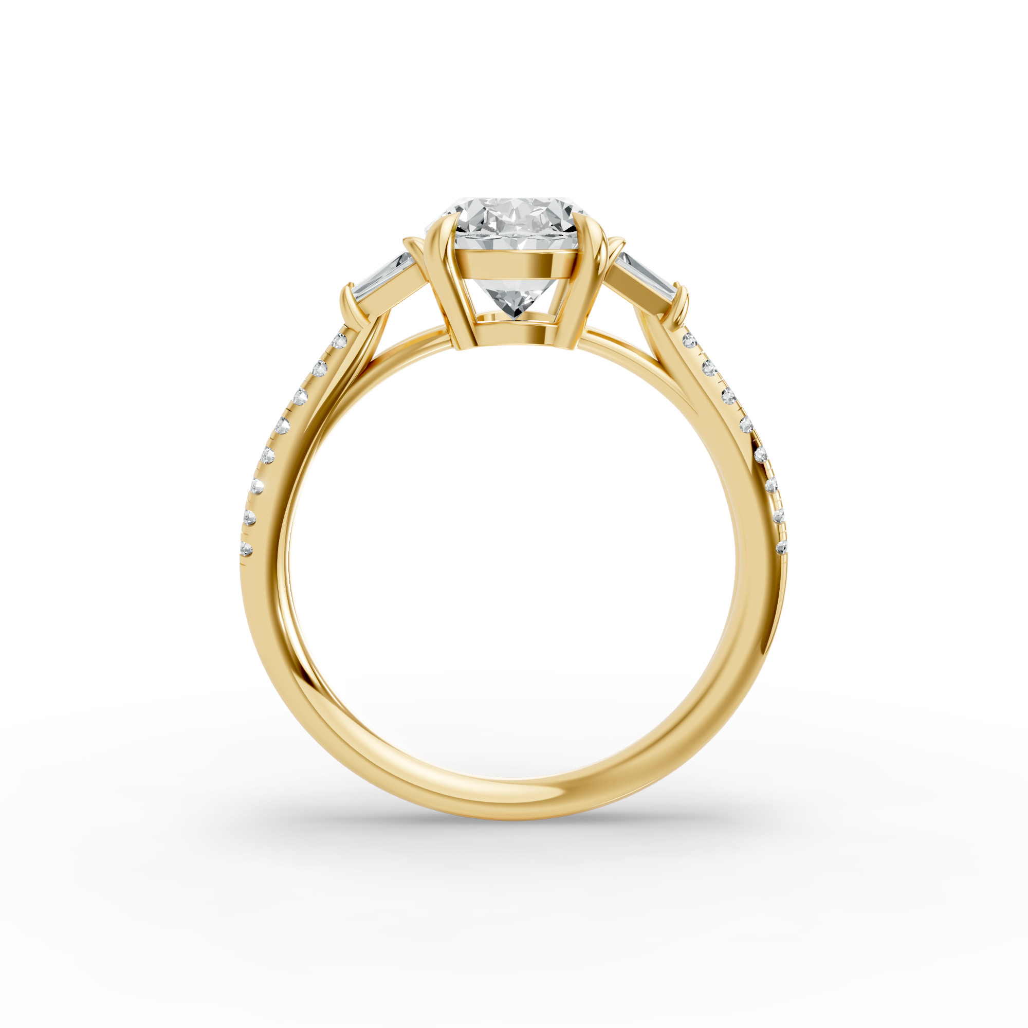 Oval Shape Diamond Fancy Engagement Ring in Gold