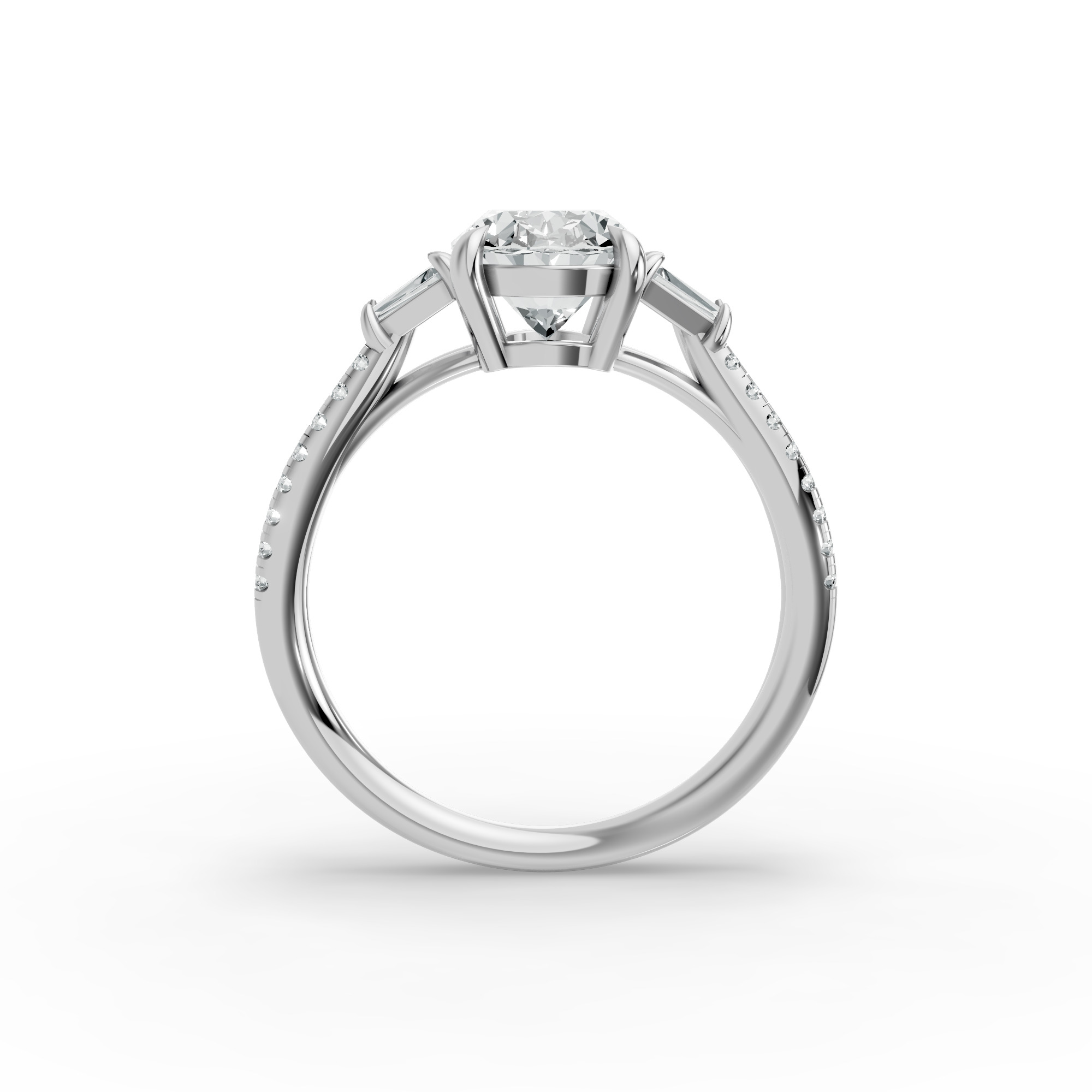 Oval Shape Diamond Fancy Engagement Ring in Gold