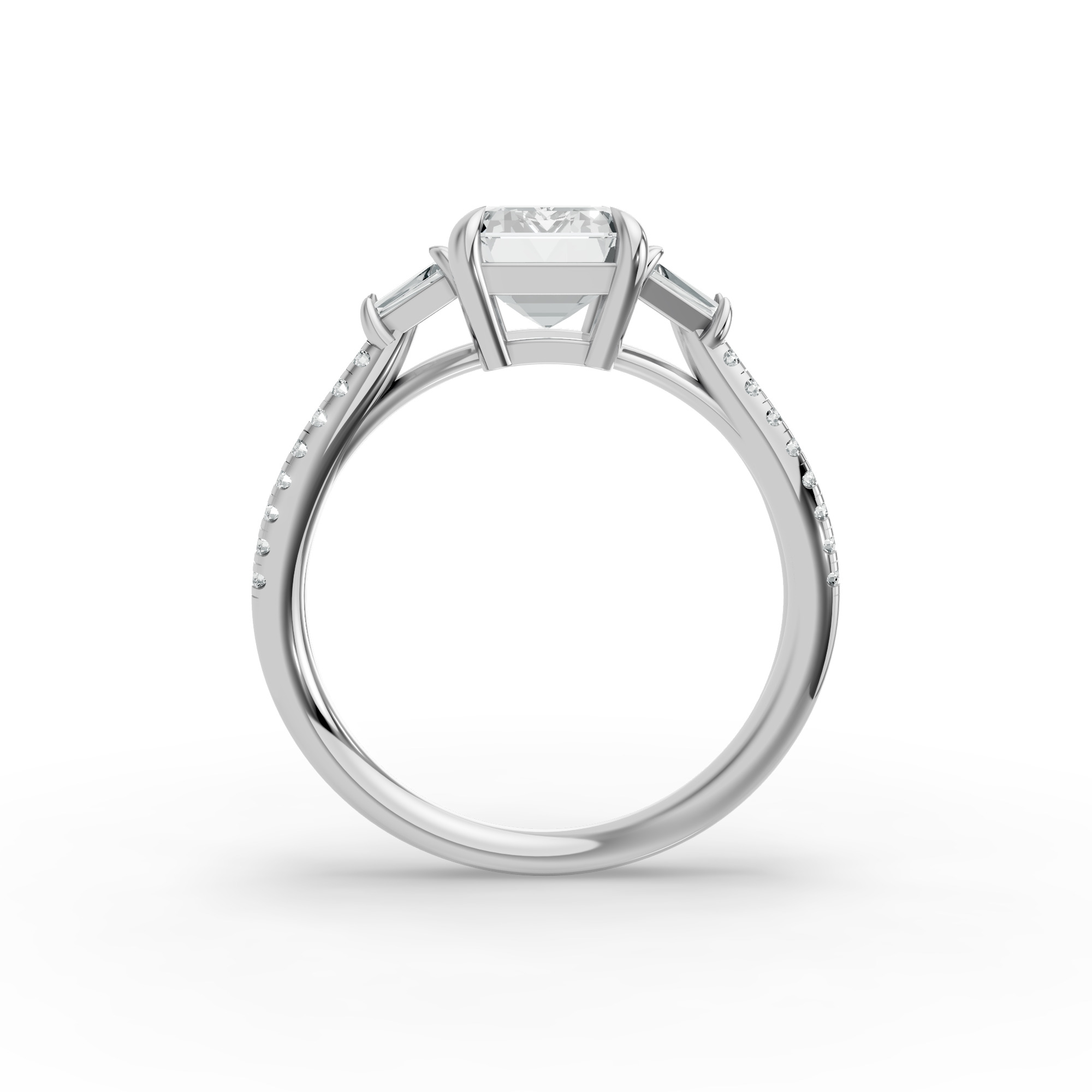 Emerald Shape Diamond Fancy Engagement Ring in Gold