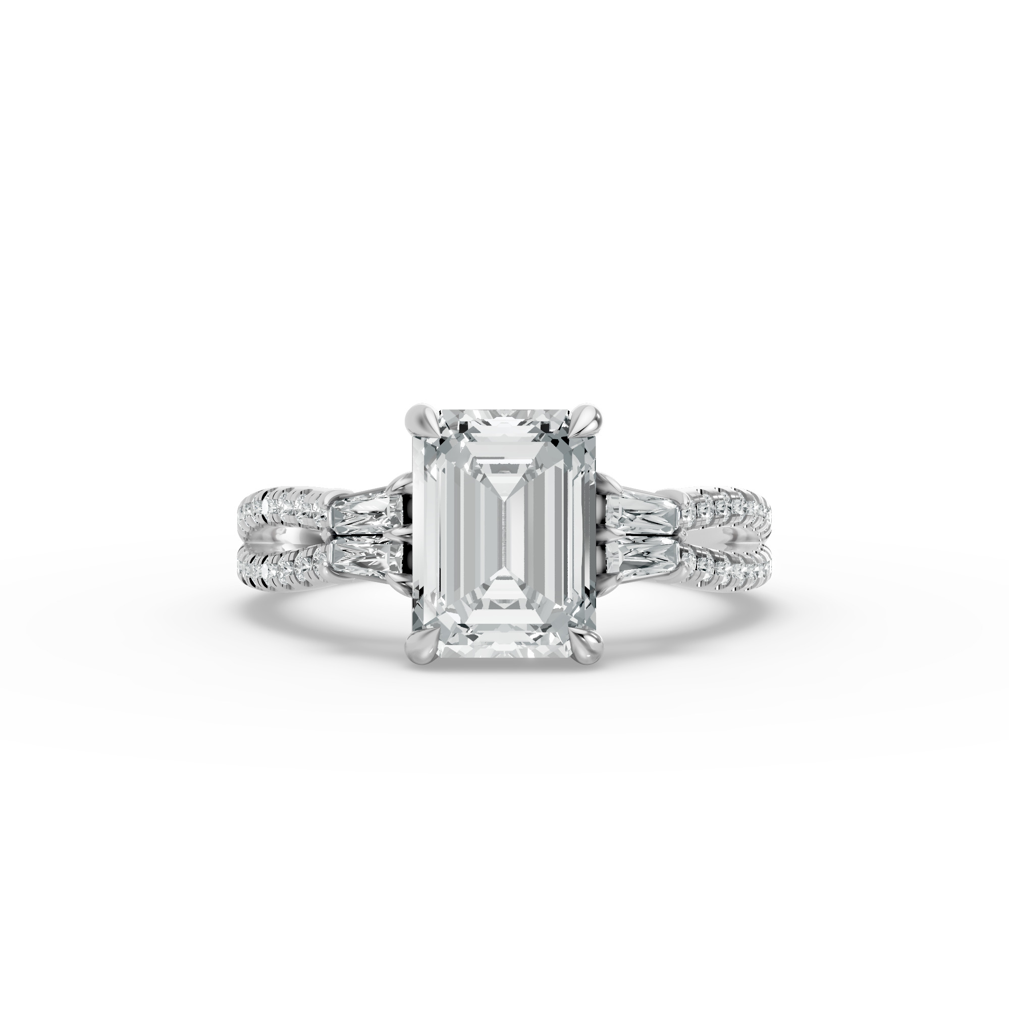 Emerald Shape Diamond Fancy Engagement Ring in Gold