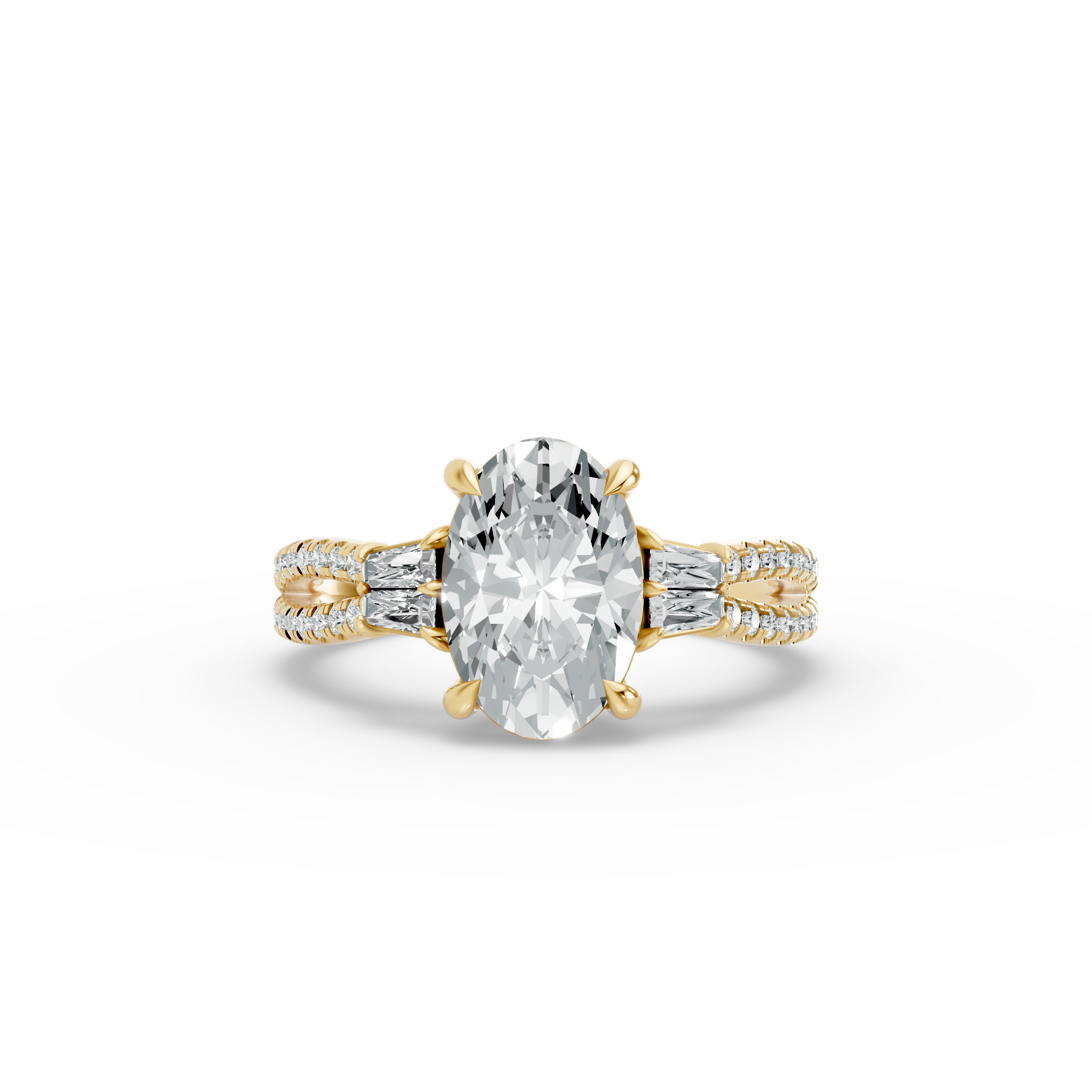 Oval Shape Diamond Fancy Engagement Ring in Gold
