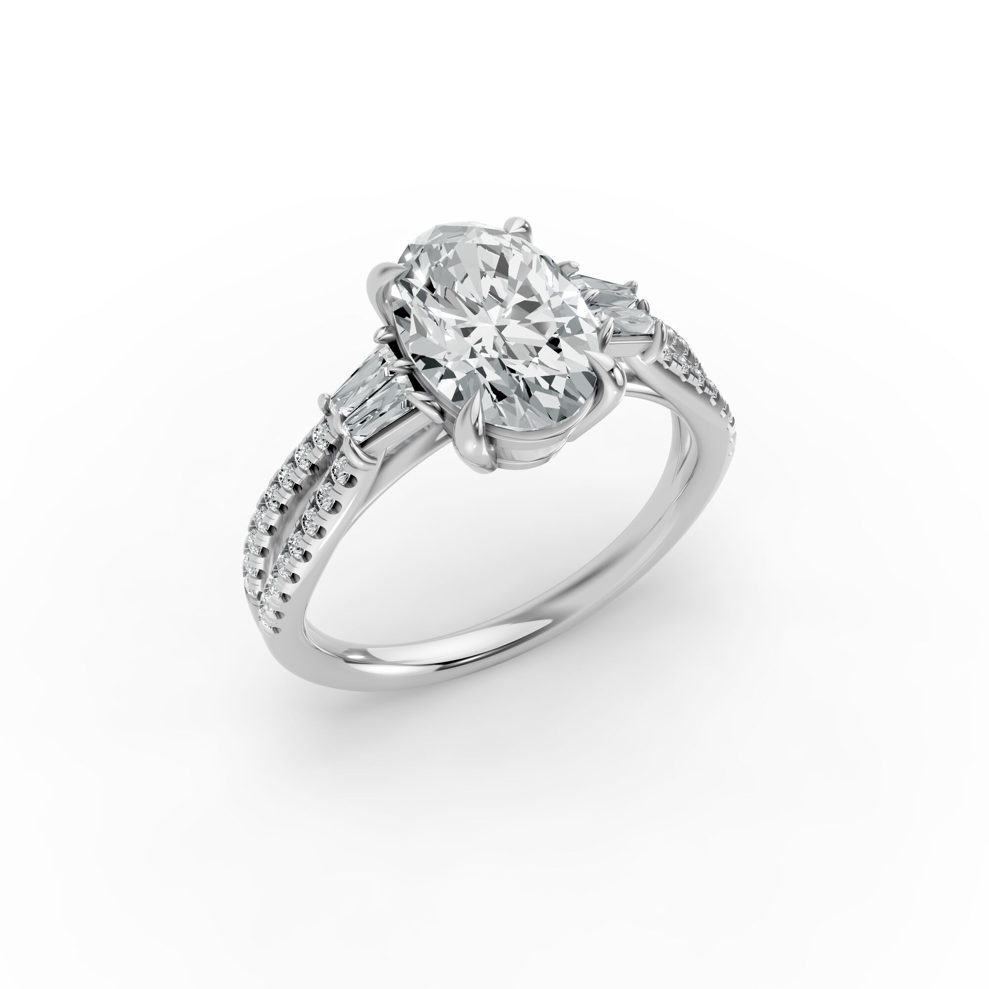Oval Shape Diamond Fancy Engagement Ring in Gold