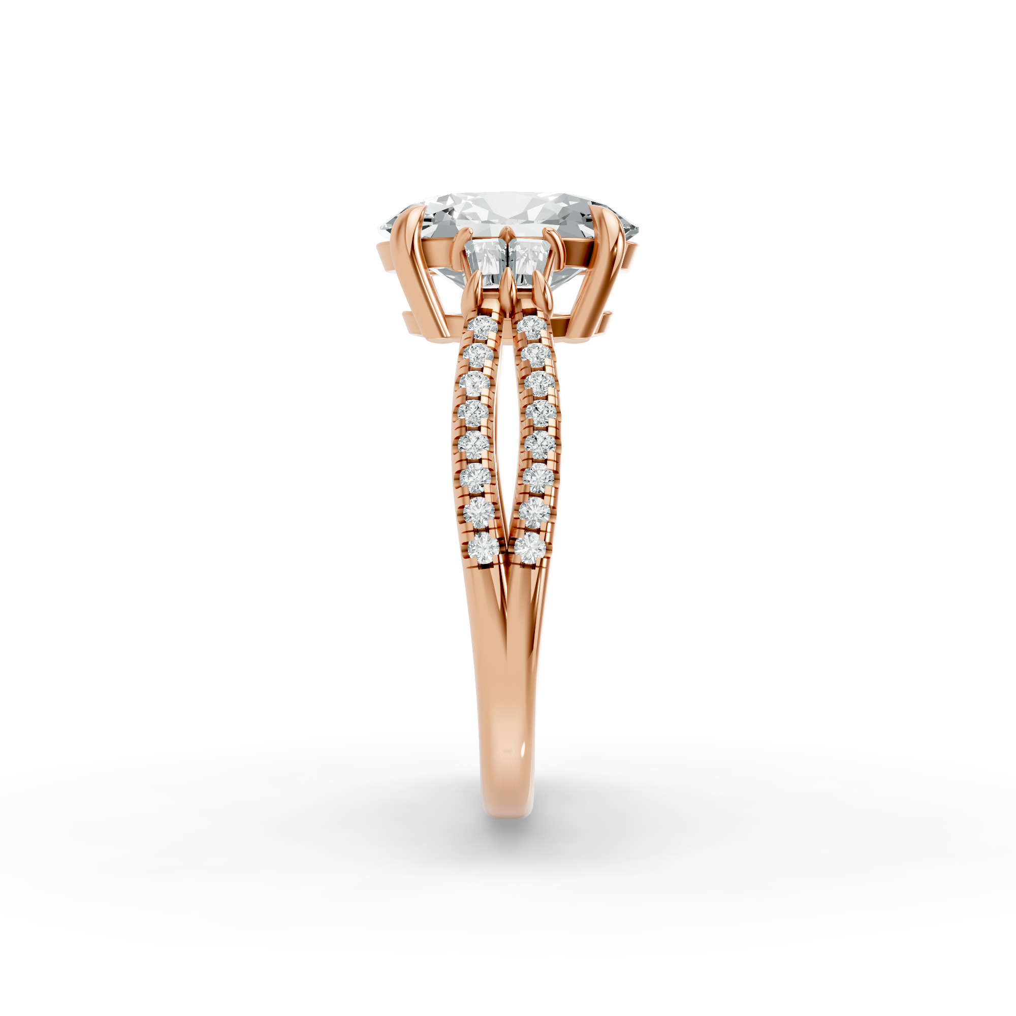 Oval Shape Diamond Fancy Engagement Ring in Gold