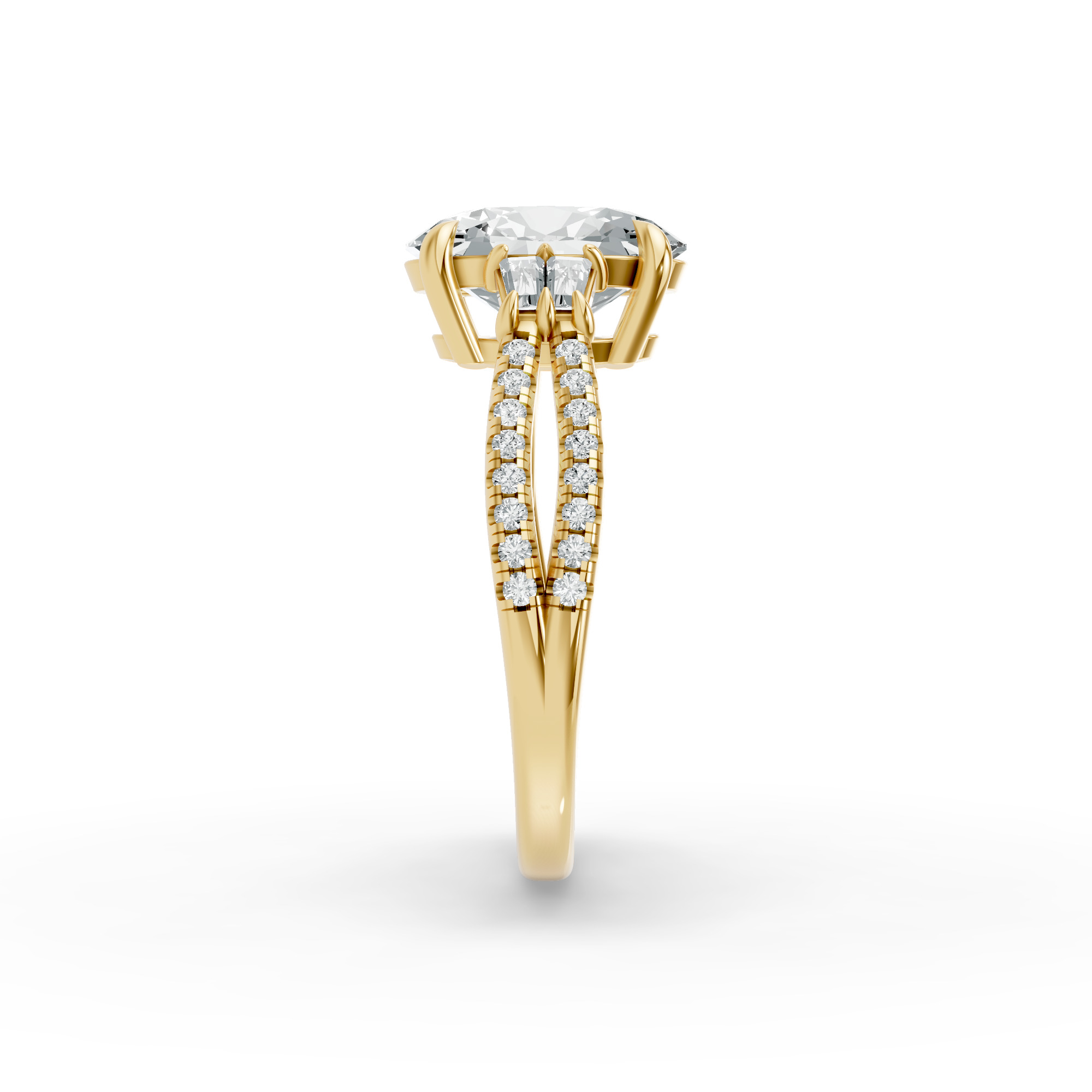 Oval Shape Diamond Fancy Engagement Ring in Gold