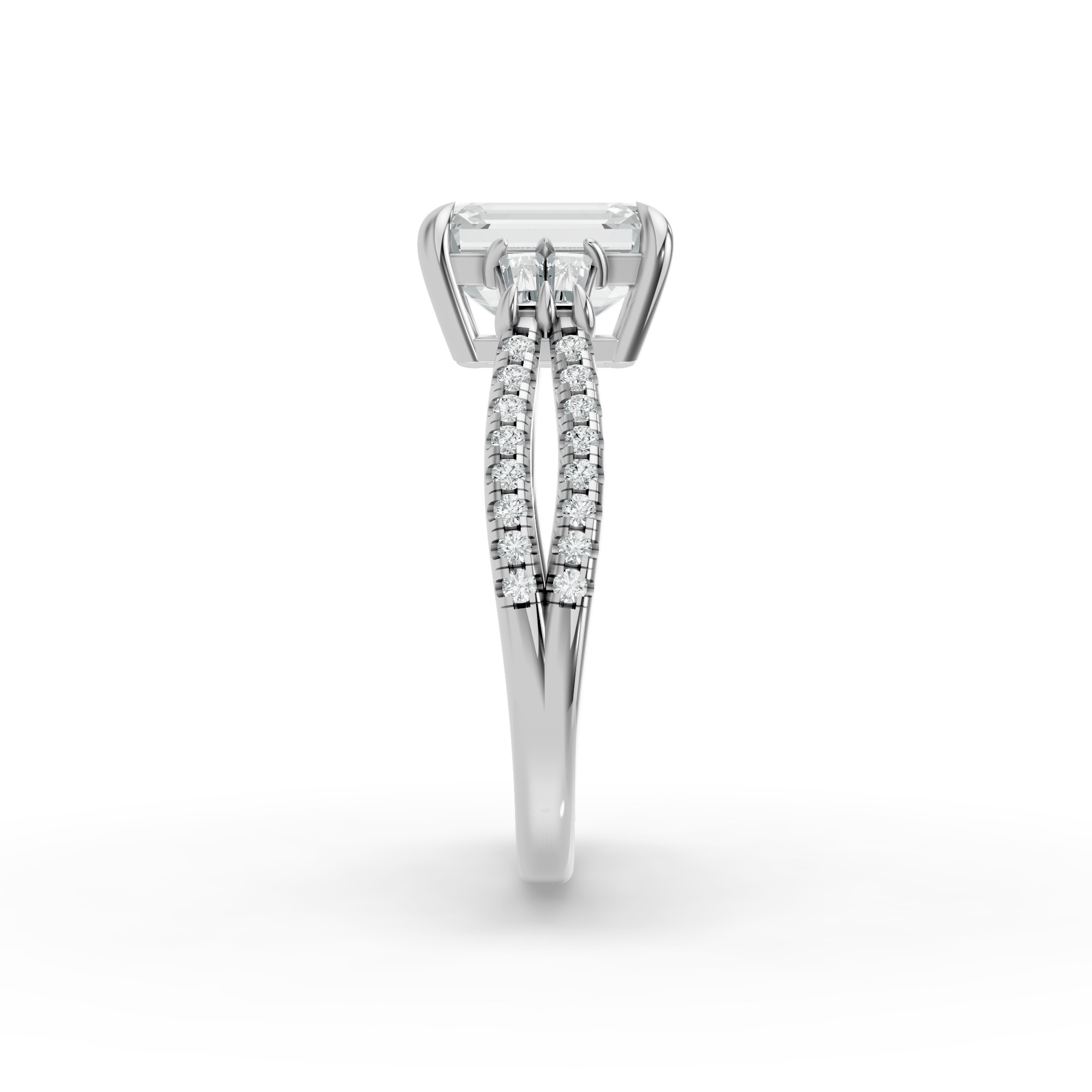 Emerald Shape Diamond Fancy Engagement Ring in Gold