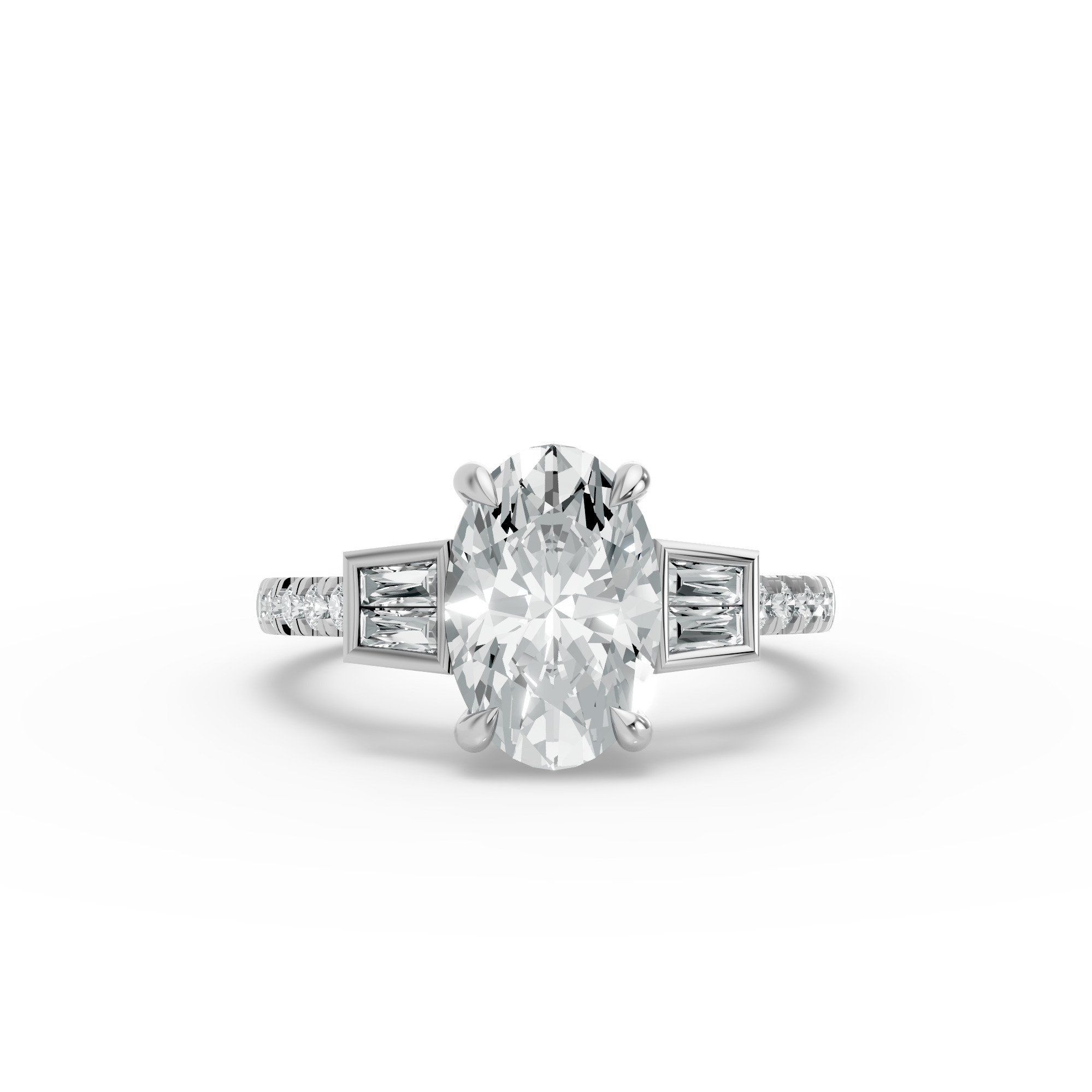 Oval Shape Diamond Fancy Engagement Ring in Gold
