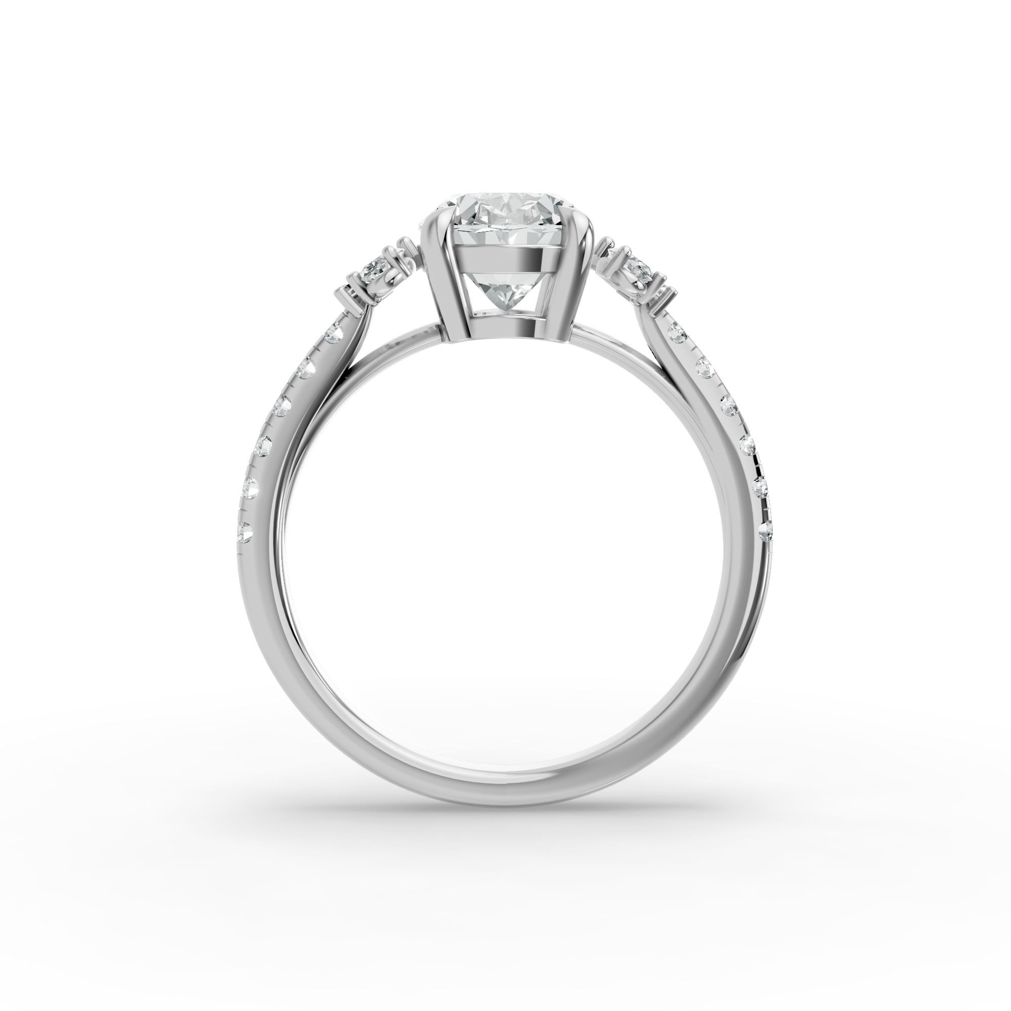 Oval Shape Diamond Fancy Engagement Ring in Gold