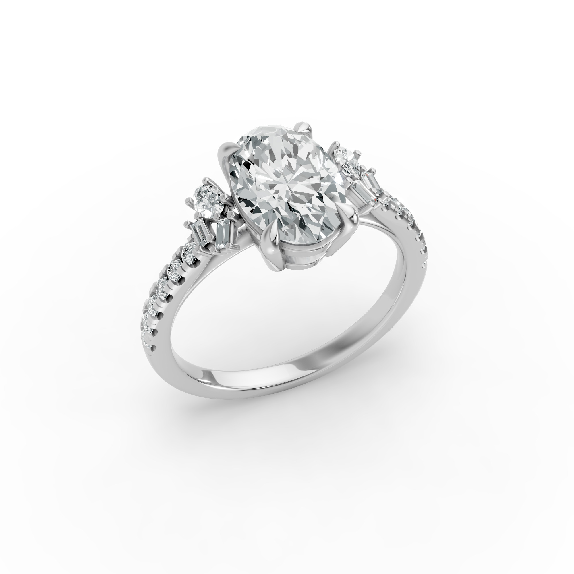 Oval Shape Diamond Fancy Engagement Ring in Gold