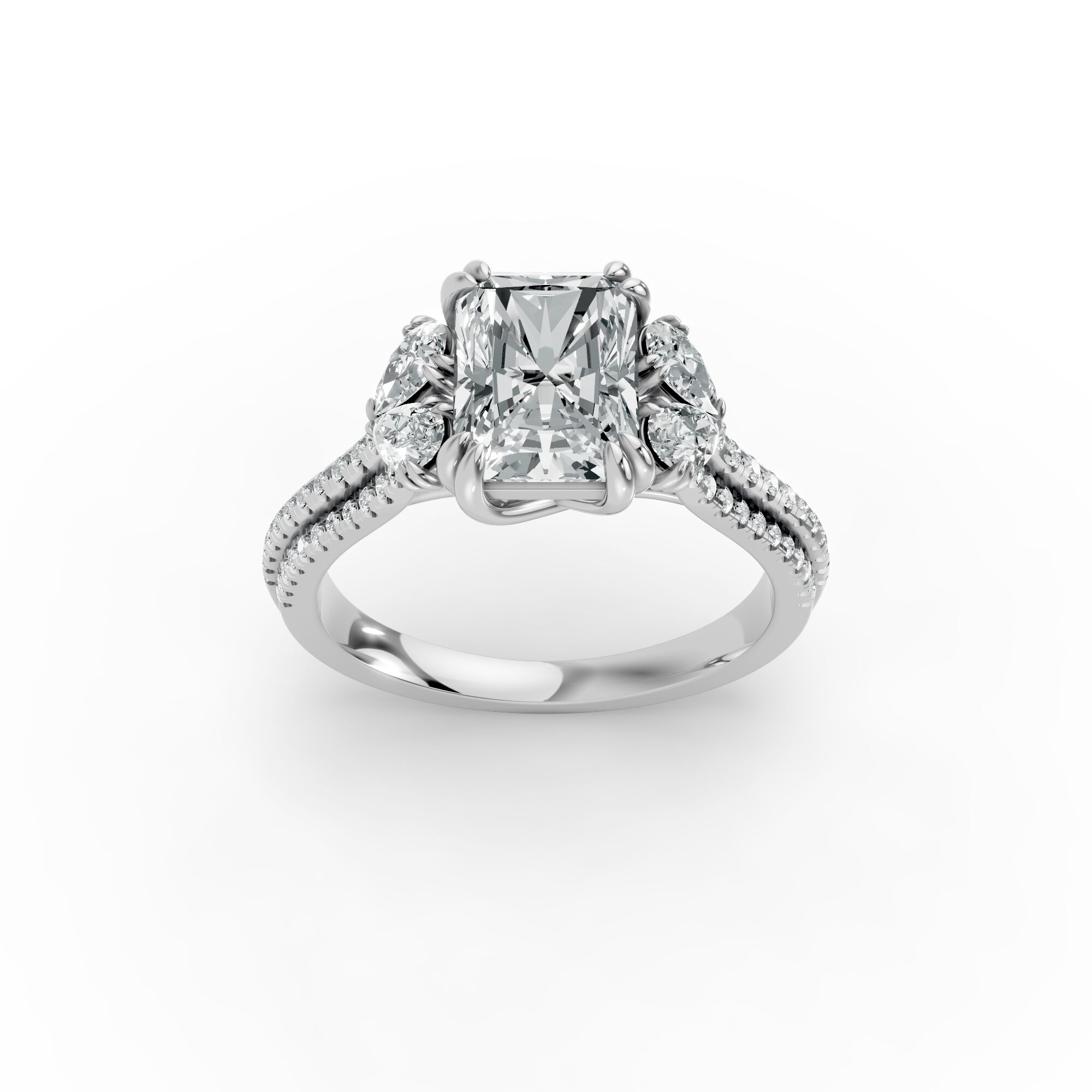 Radiant Shape Diamond Fancy Engagement Ring in Gold
