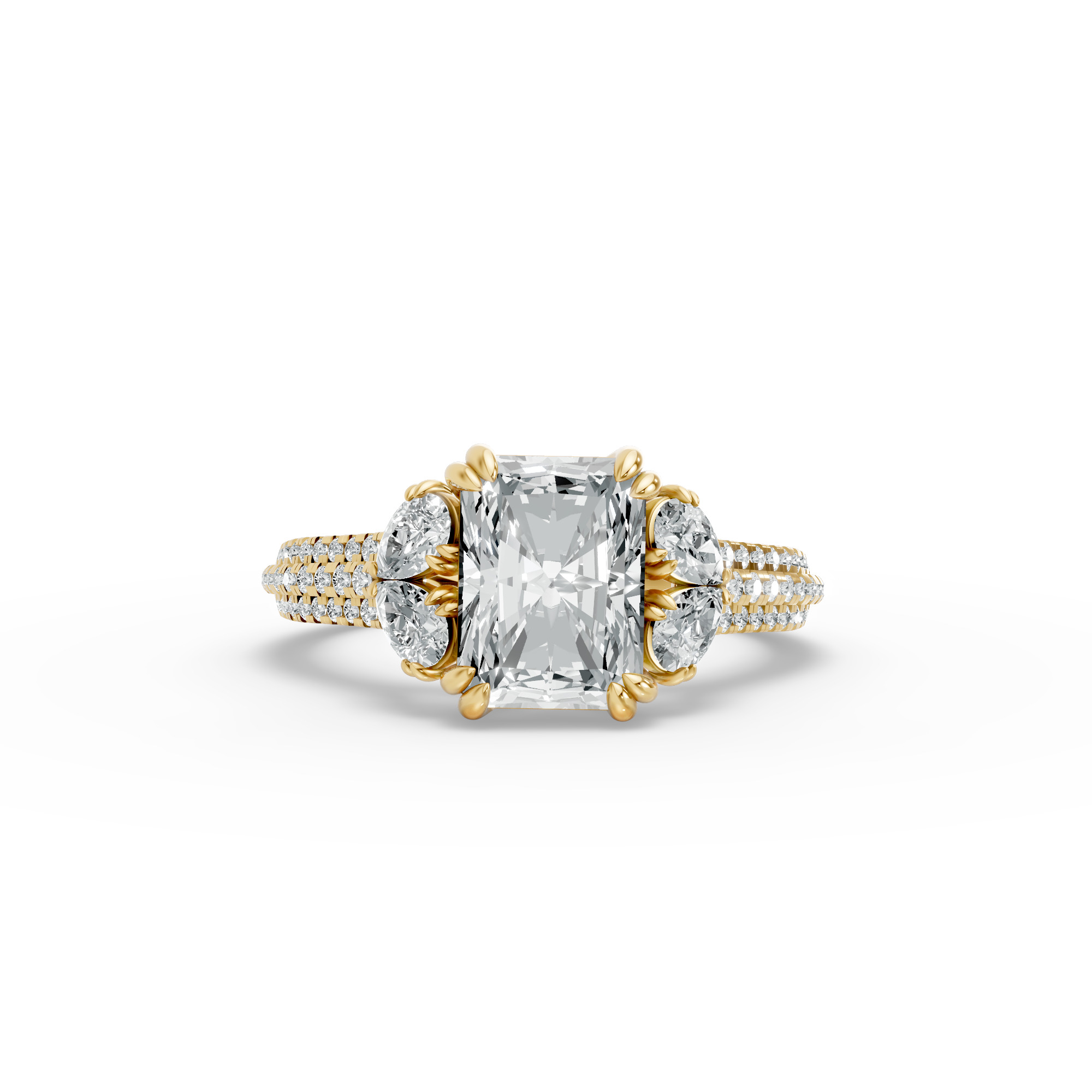 Radiant Shape Diamond Fancy Engagement Ring in Gold