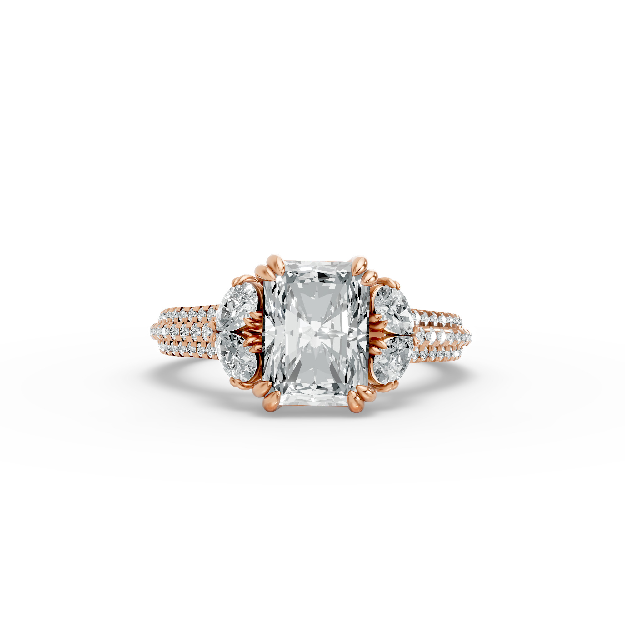 Radiant Shape Diamond Fancy Engagement Ring in Gold