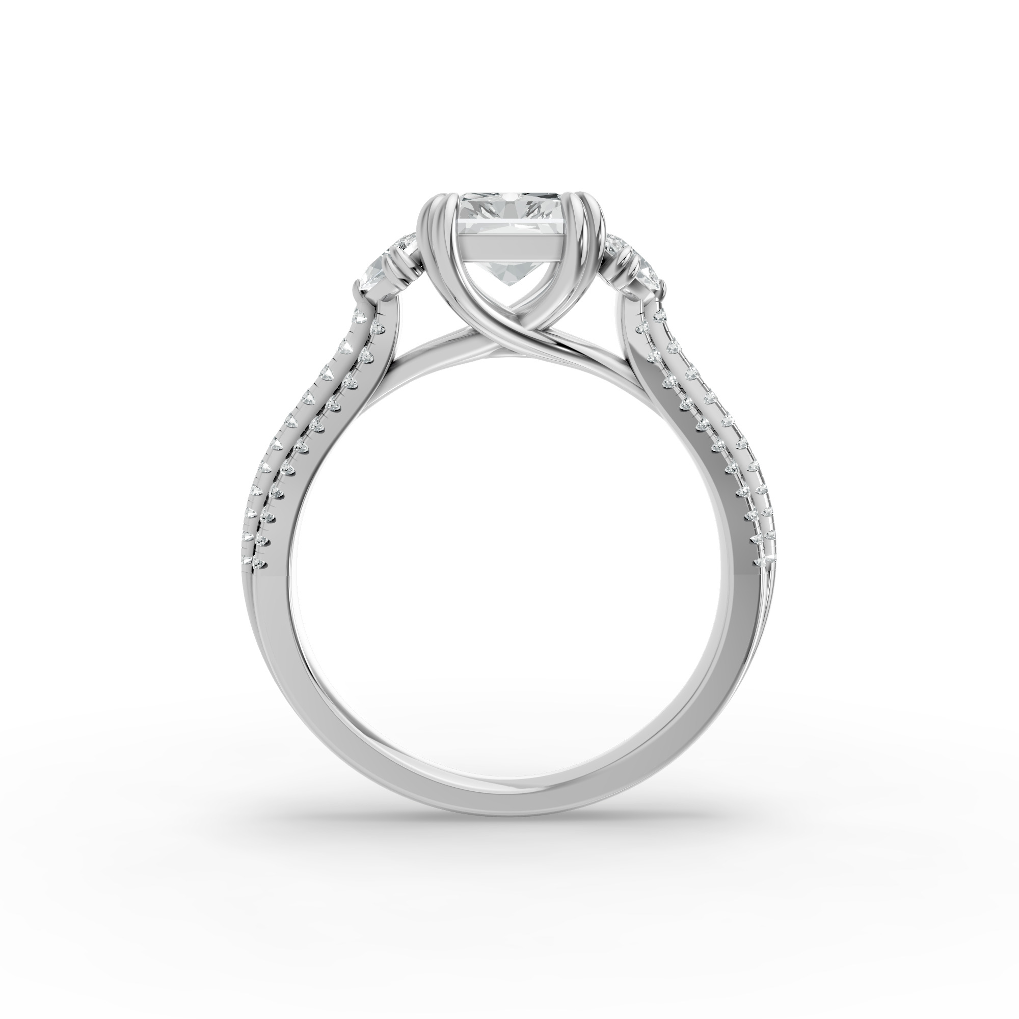 Radiant Shape Diamond Fancy Engagement Ring in Gold