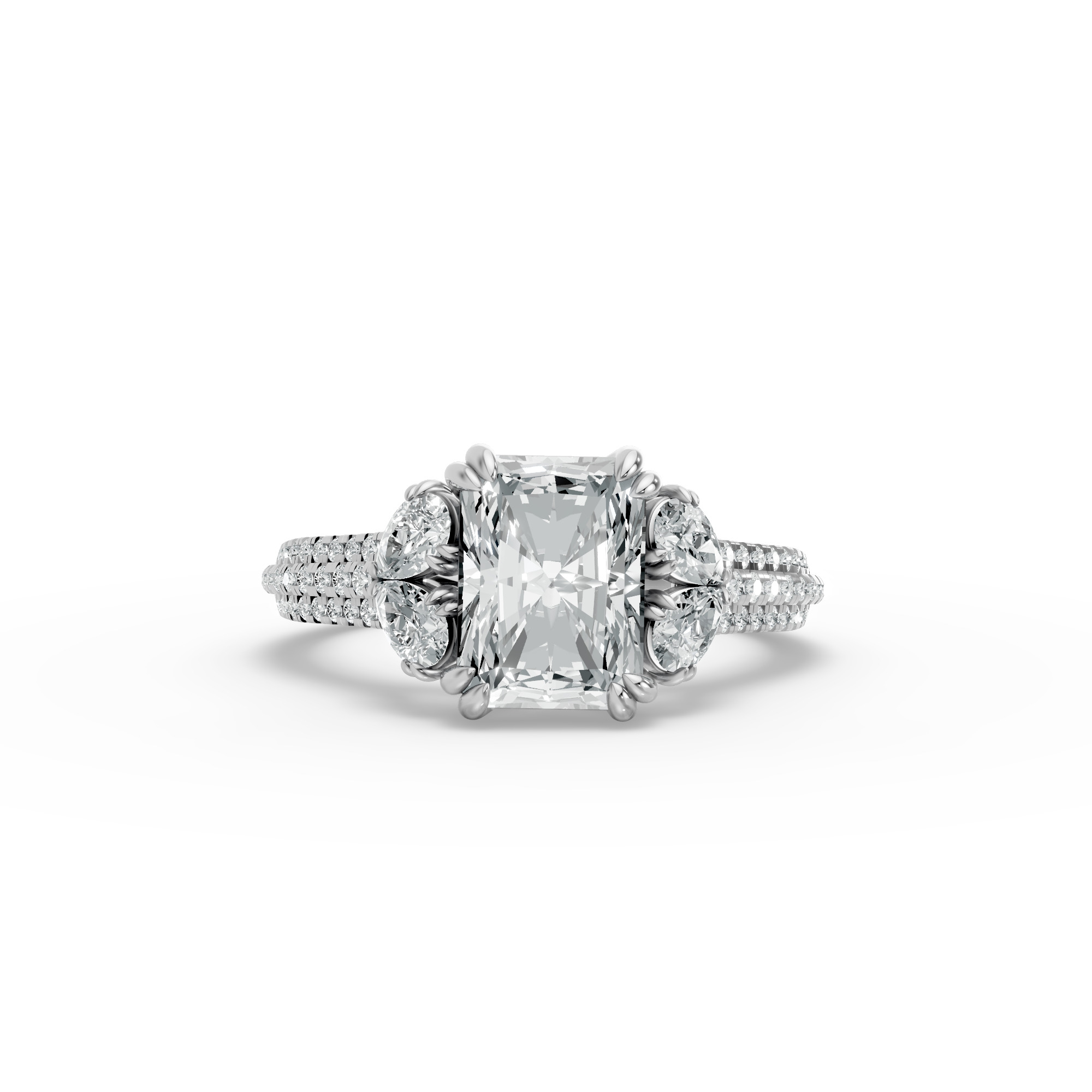 Radiant Shape Diamond Fancy Engagement Ring in Gold