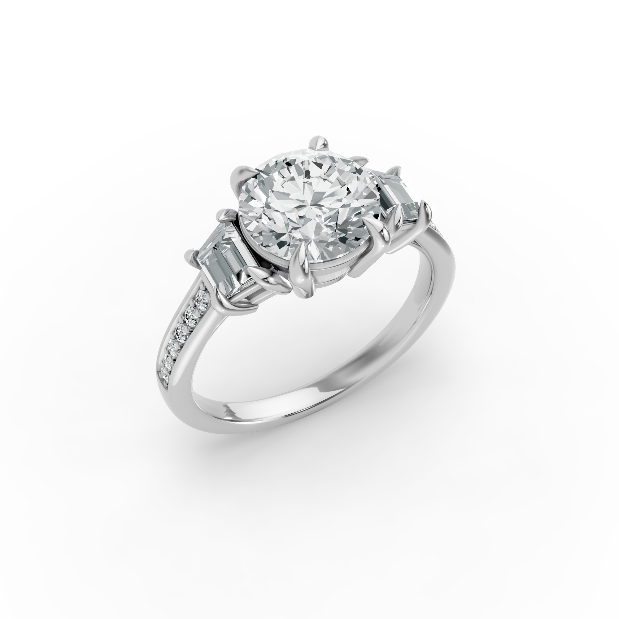 Round Shape Diamond Fancy Engagement Ring in Gold