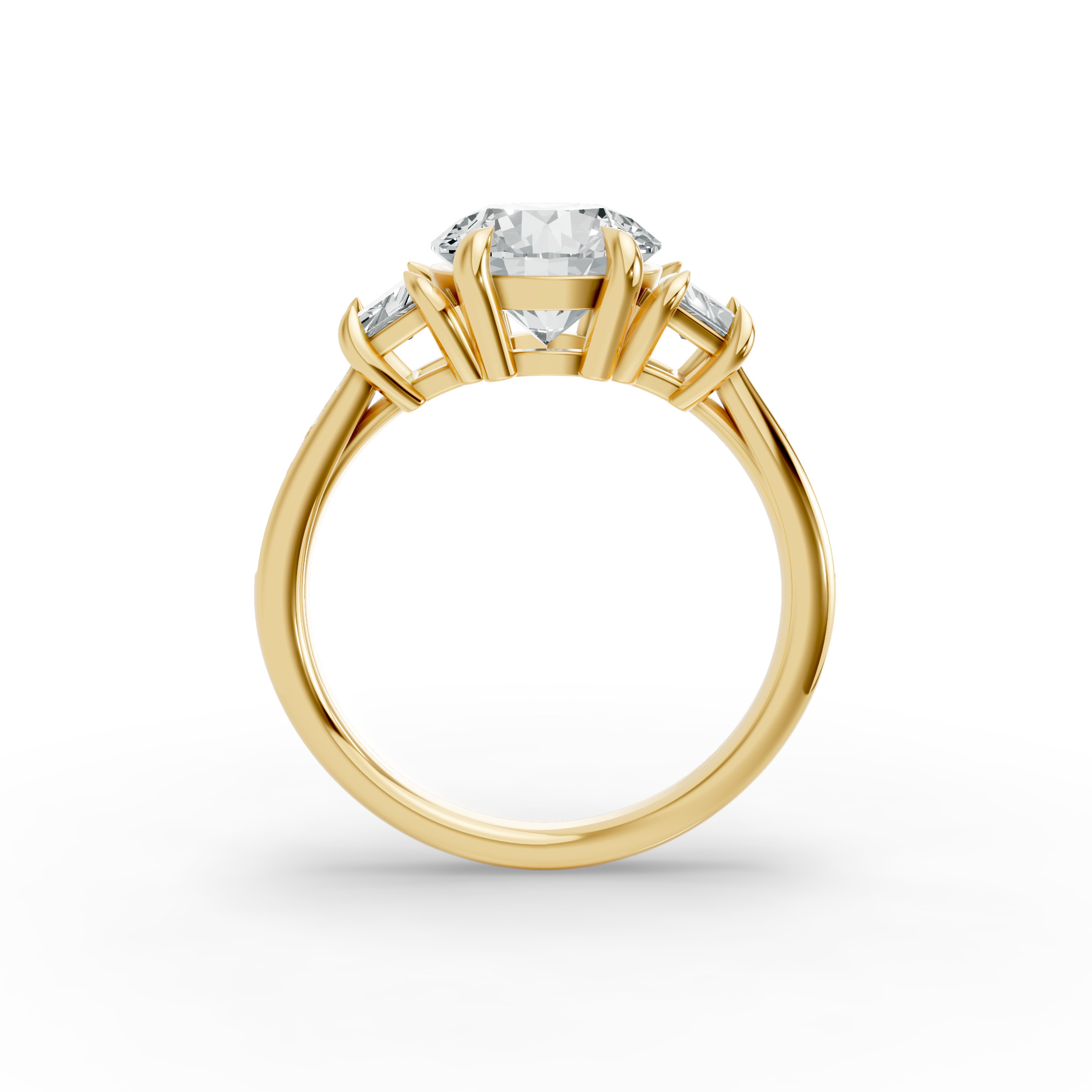 Round Shape Diamond Fancy Engagement Ring in Gold