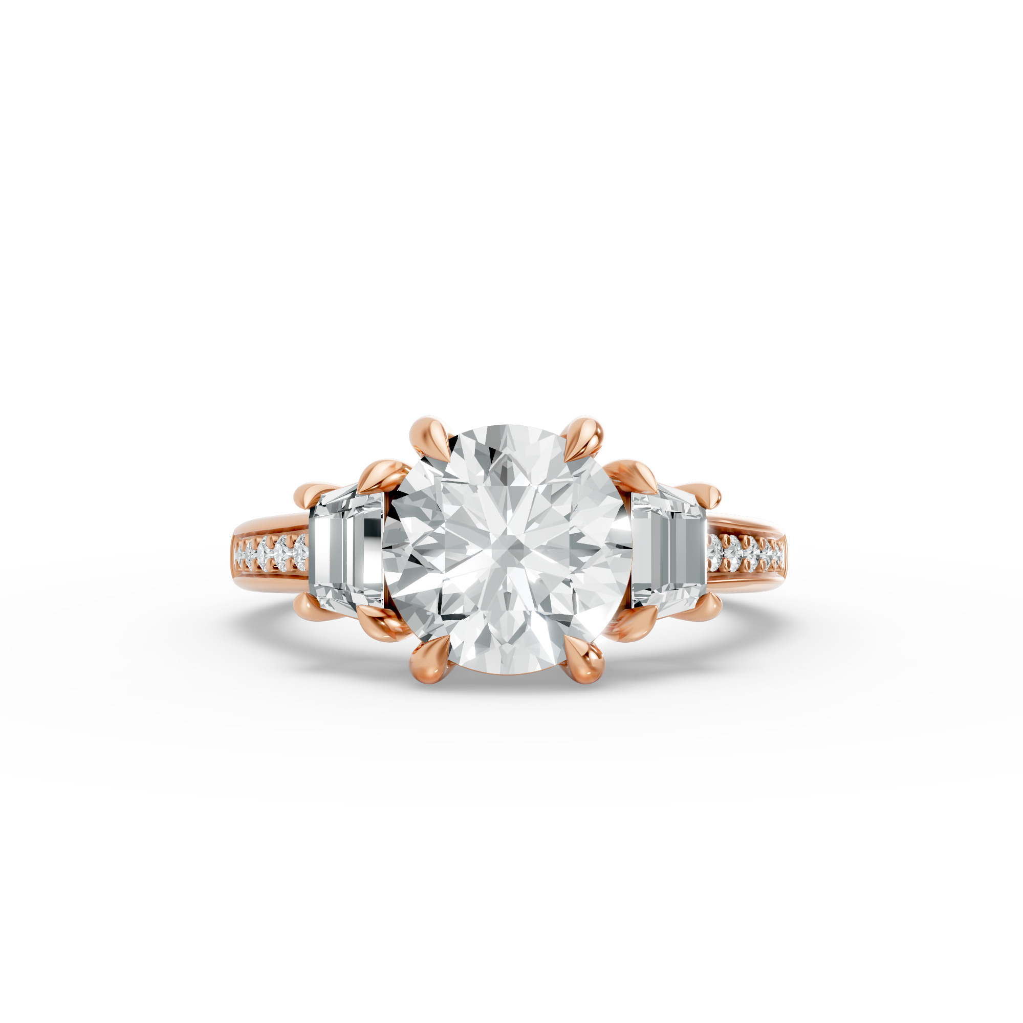 Round Shape Diamond Fancy Engagement Ring in Gold