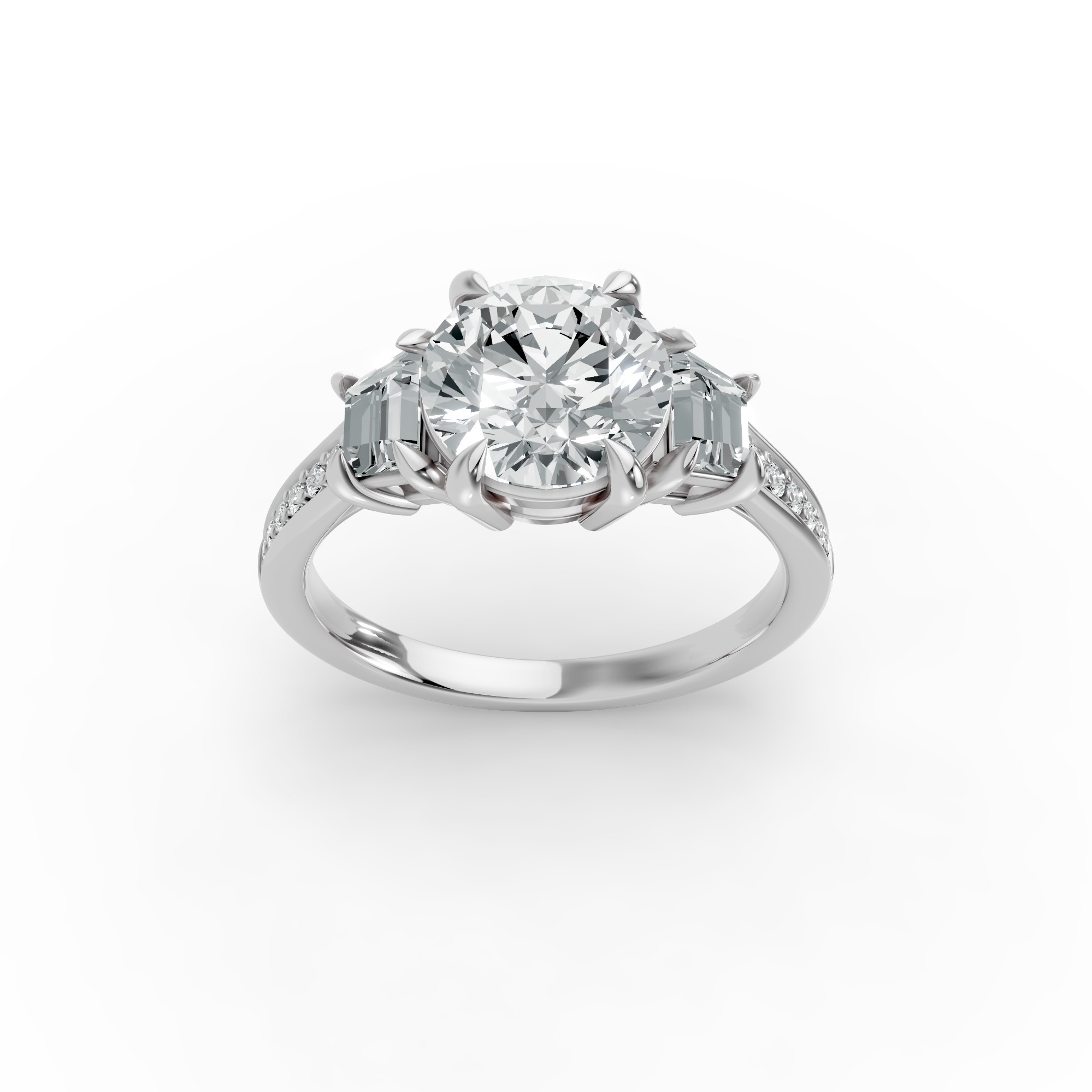 Round Shape Diamond Fancy Engagement Ring in Gold