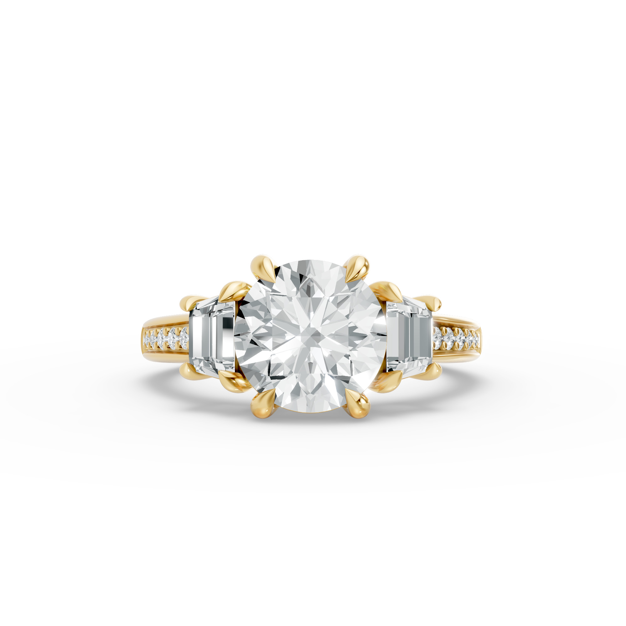 Round Shape Diamond Fancy Engagement Ring in Gold